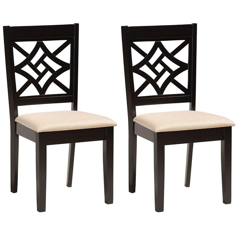 Image 1 Baxton Studio Nicolette Sand Fabric Upholstered 2-Piece Dining Chair Set