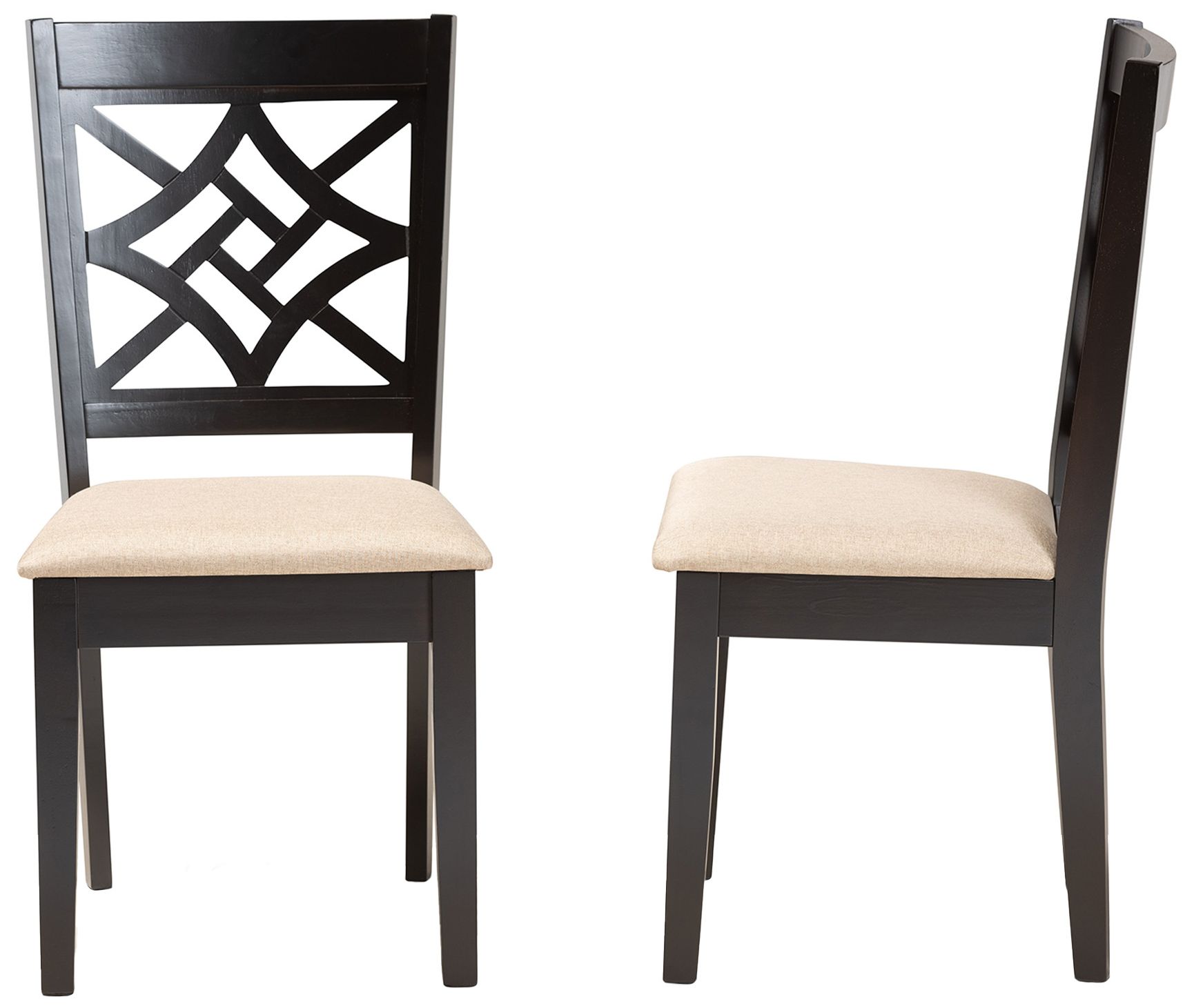 Thumbnail4 of Baxton Studio Nicolette Sand Fabric Upholstered 2-Piece Dining Chair Set more views