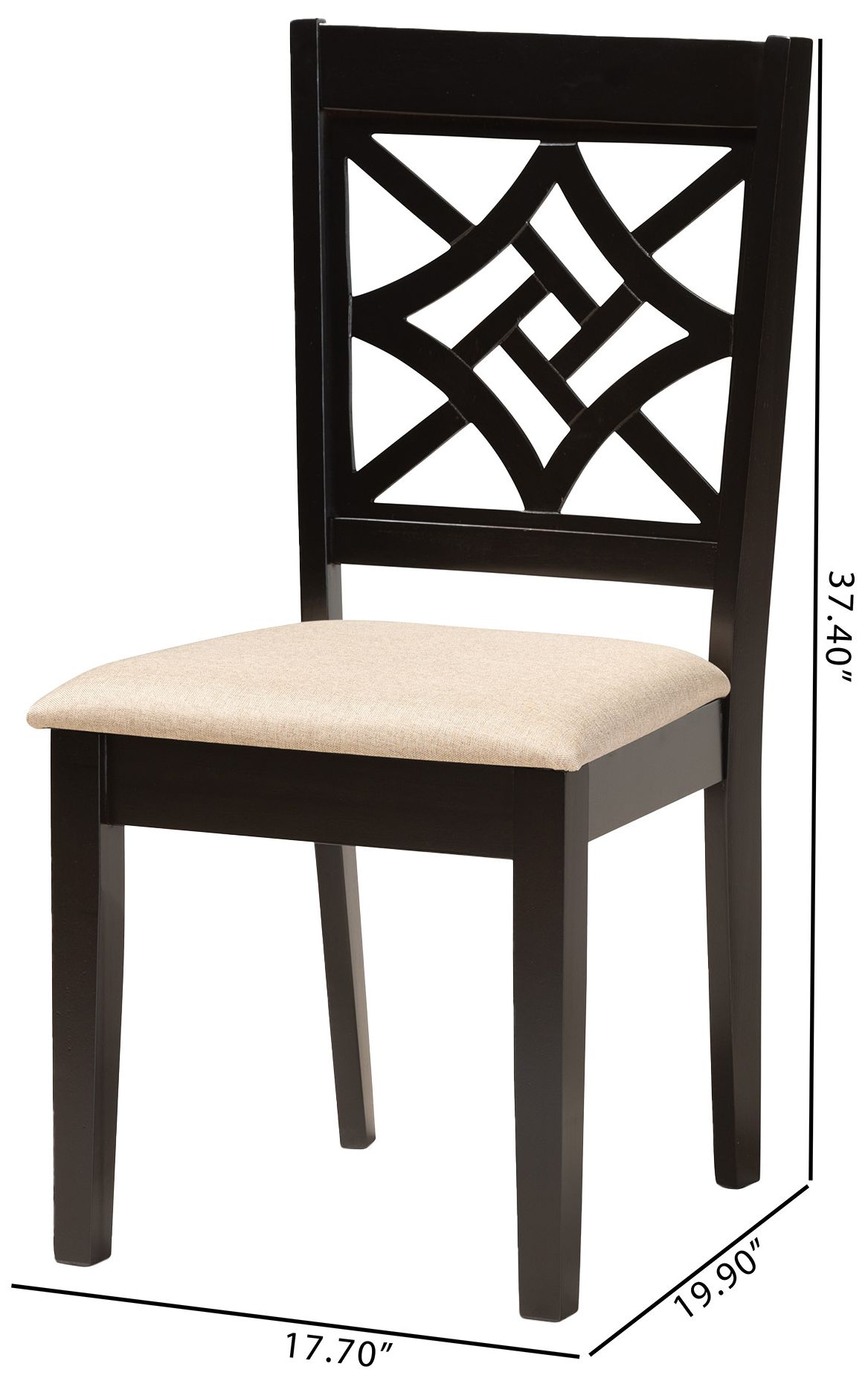 Baxton Studio Nicolette Sand Fabric Upholstered 2-Piece Dining Chair Set