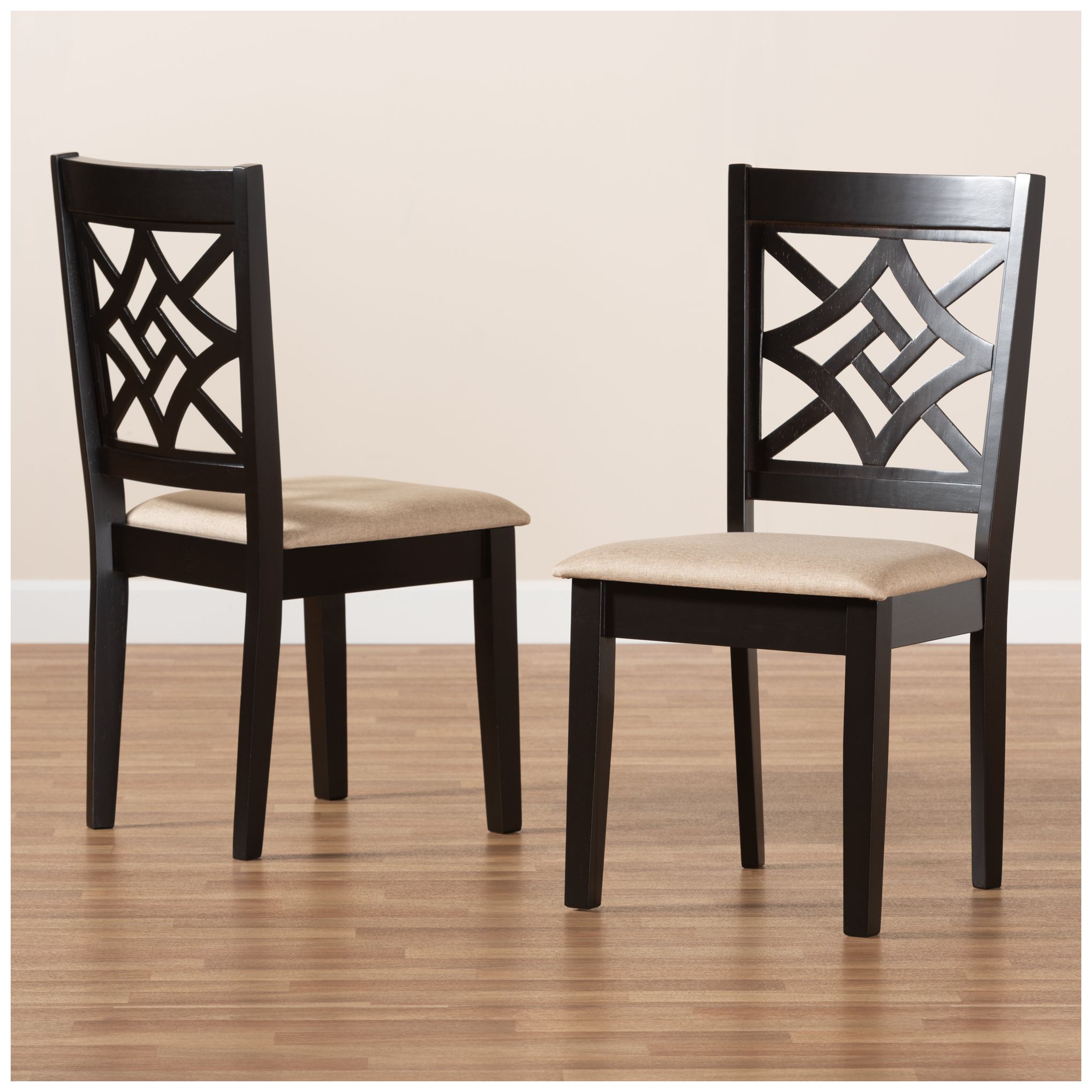Baxton Studio Nicolette Sand Fabric Upholstered 2-Piece Dining Chair Set