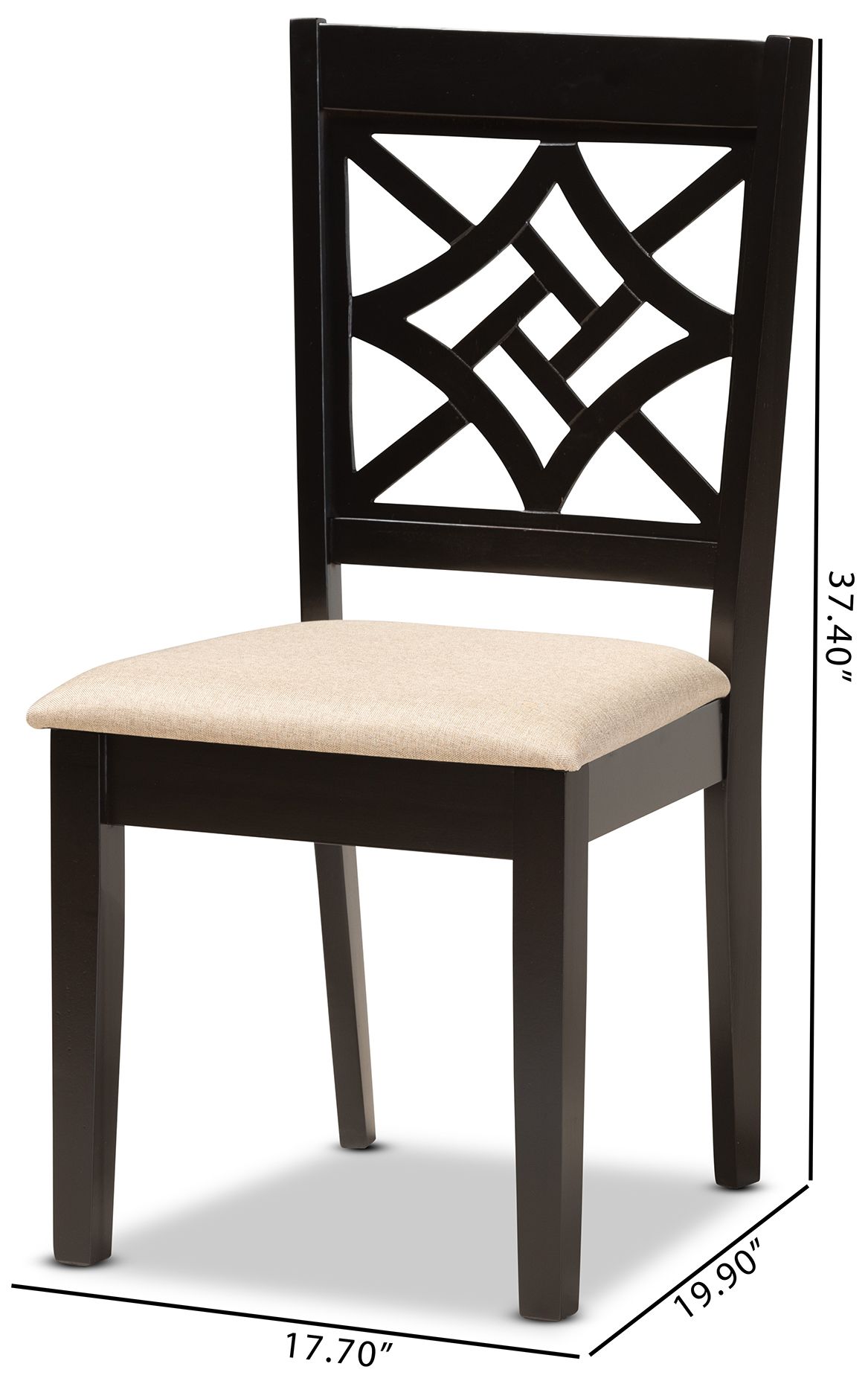 Baxton Studio Nicolette Sand Fabric Upholstered 2-Piece Dining Chair Set