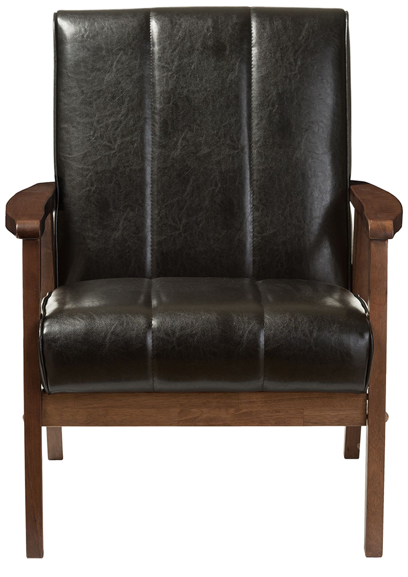 Image 2 Baxton Studio Nikko Scandinavian Black Faux Leather Wooden Lounge Chair