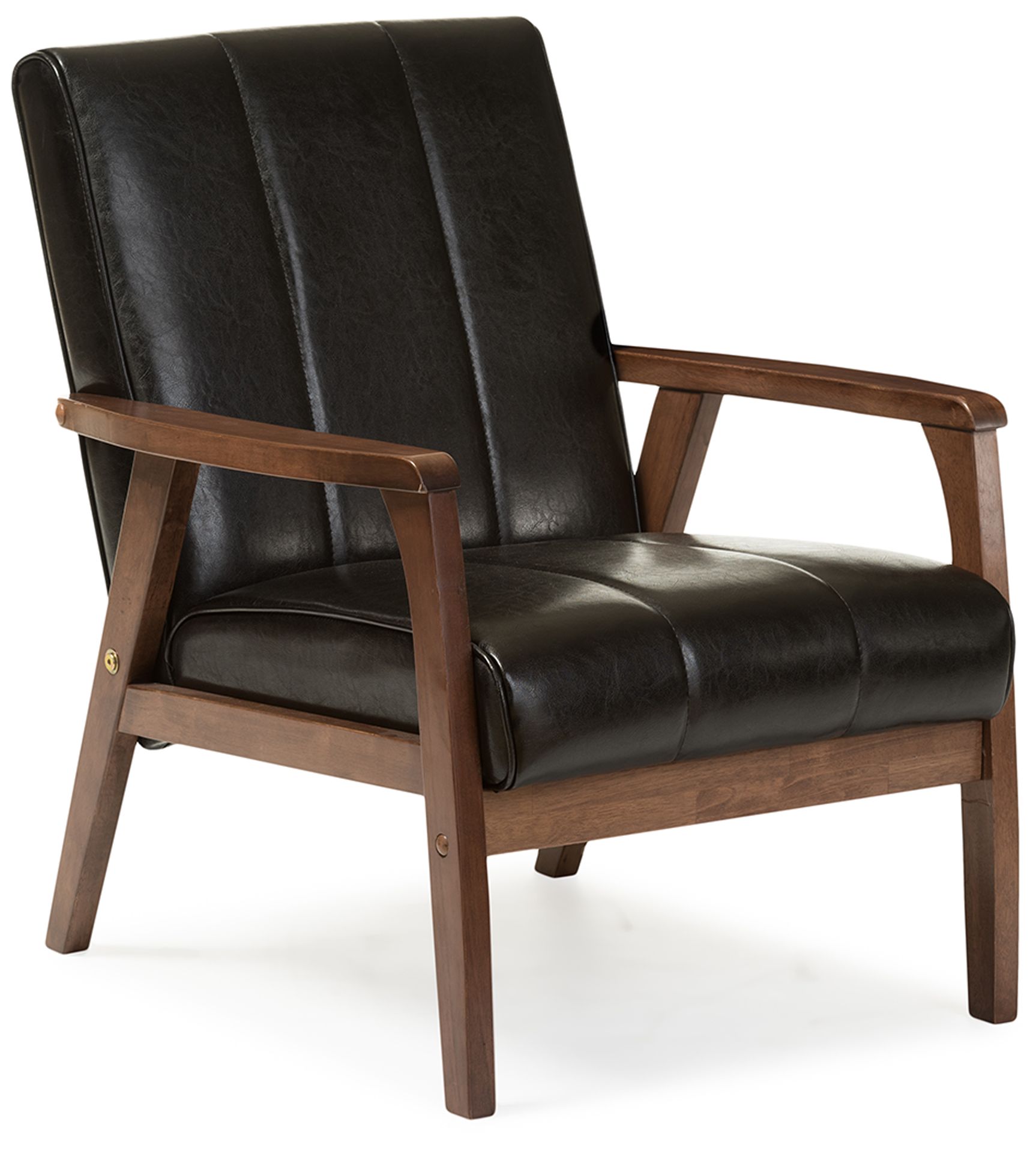 Image 3 Baxton Studio Nikko Scandinavian Black Faux Leather Wooden Lounge Chair more views