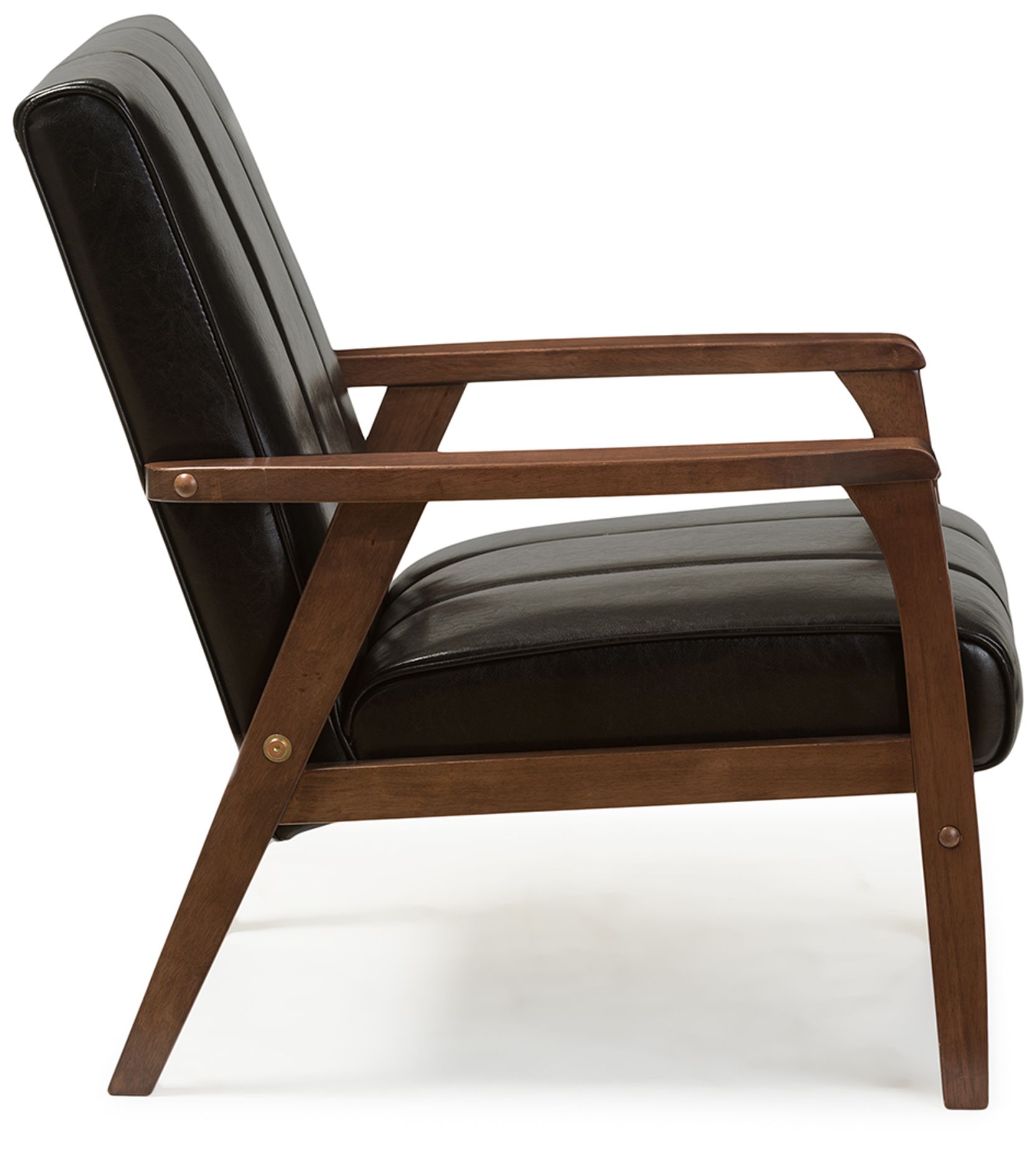 Image 4 Baxton Studio Nikko Scandinavian Black Faux Leather Wooden Lounge Chair more views