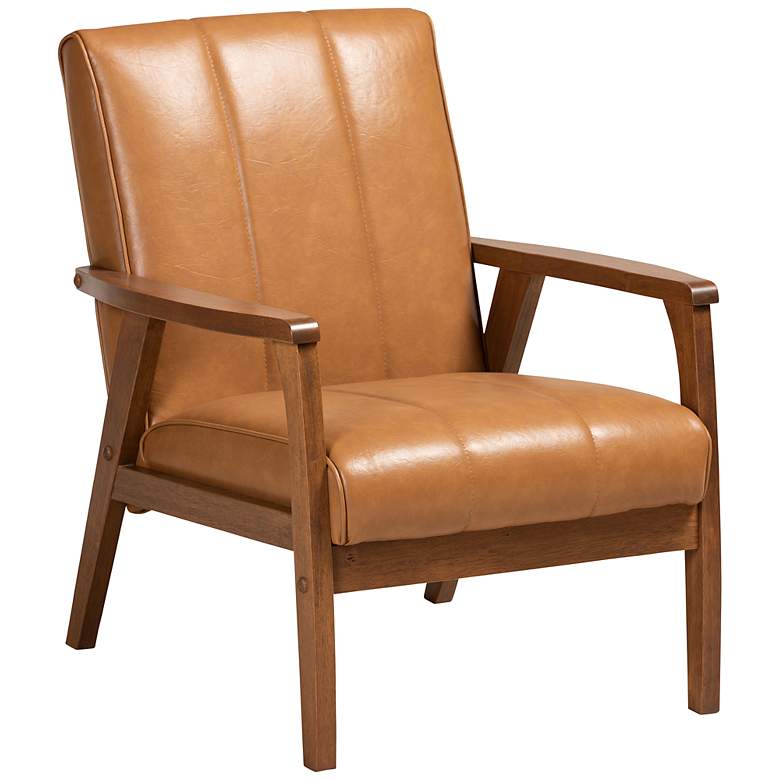 Image 2 Baxton Studio Nikko Tan Faux Leather Tufted Lounge Chair