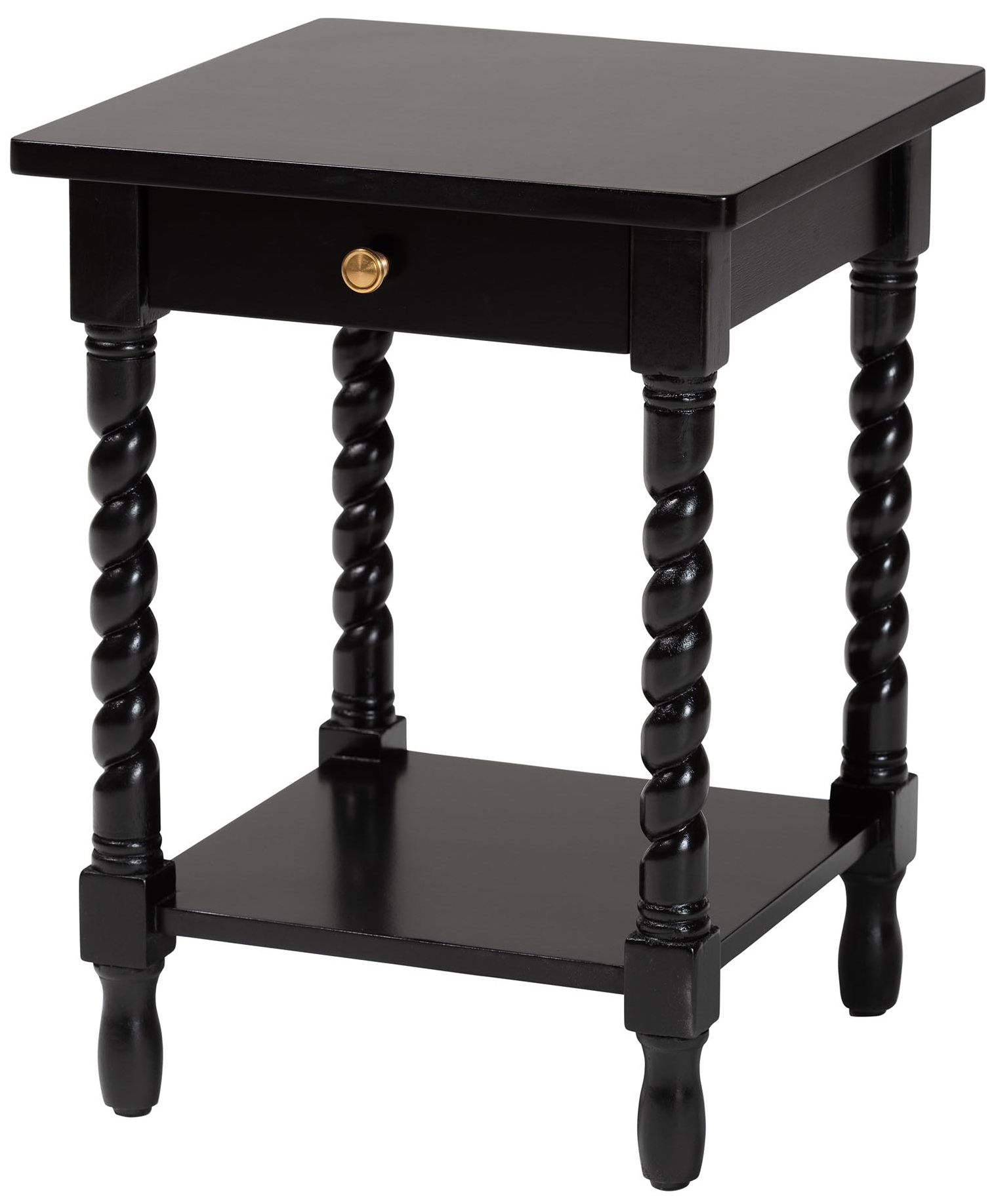 Image 2 Baxton Studio Niklas Nightstand with Twisted Legs - 1-Drawer, Black