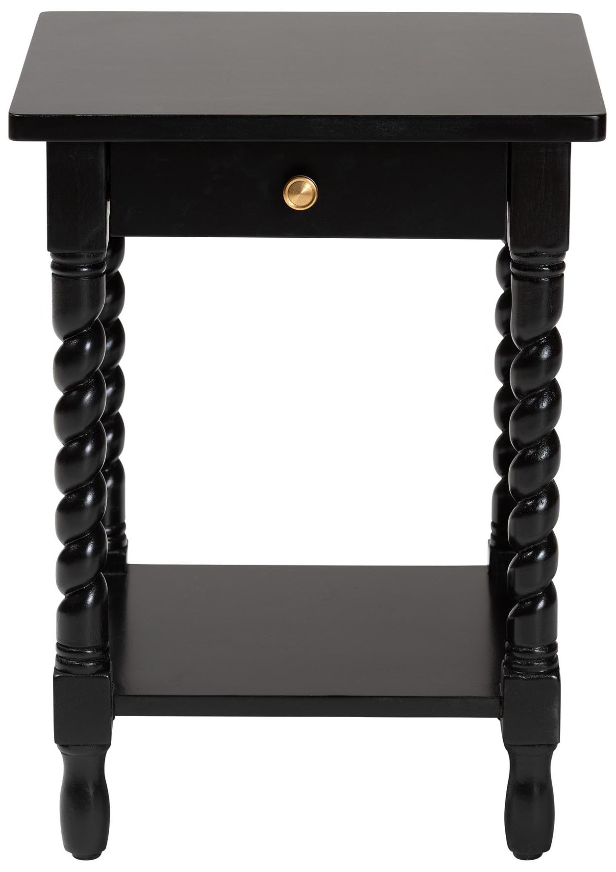 Image 4 Baxton Studio Niklas Nightstand with Twisted Legs - 1-Drawer, Black more views