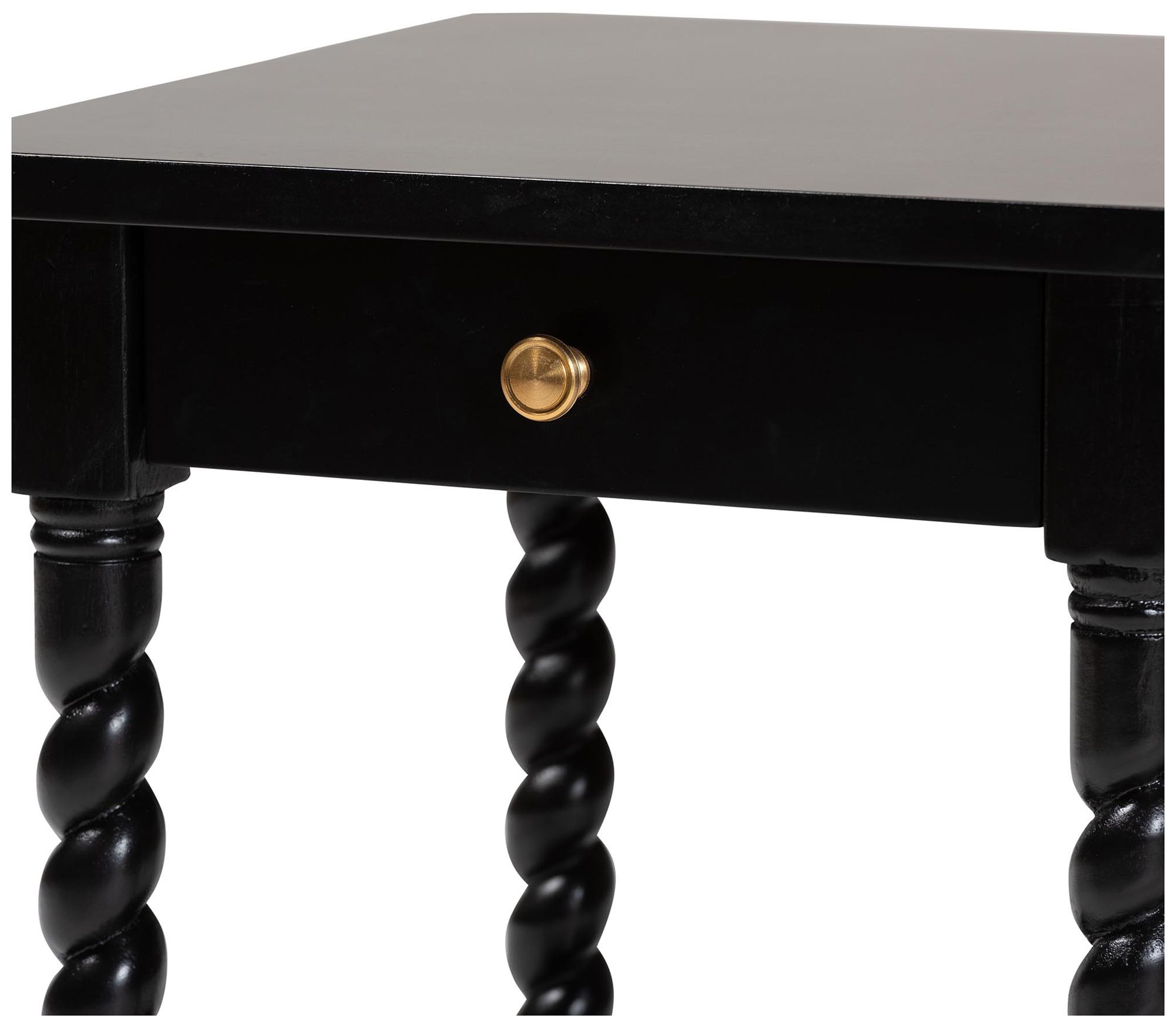 Image 7 Baxton Studio Niklas Nightstand with Twisted Legs - 1-Drawer, Black more views