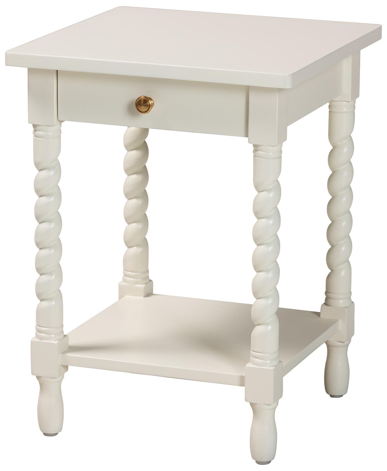 Image 2 Baxton Studio Niklas Nightstand with Twisted Legs - 1-Drawer, White