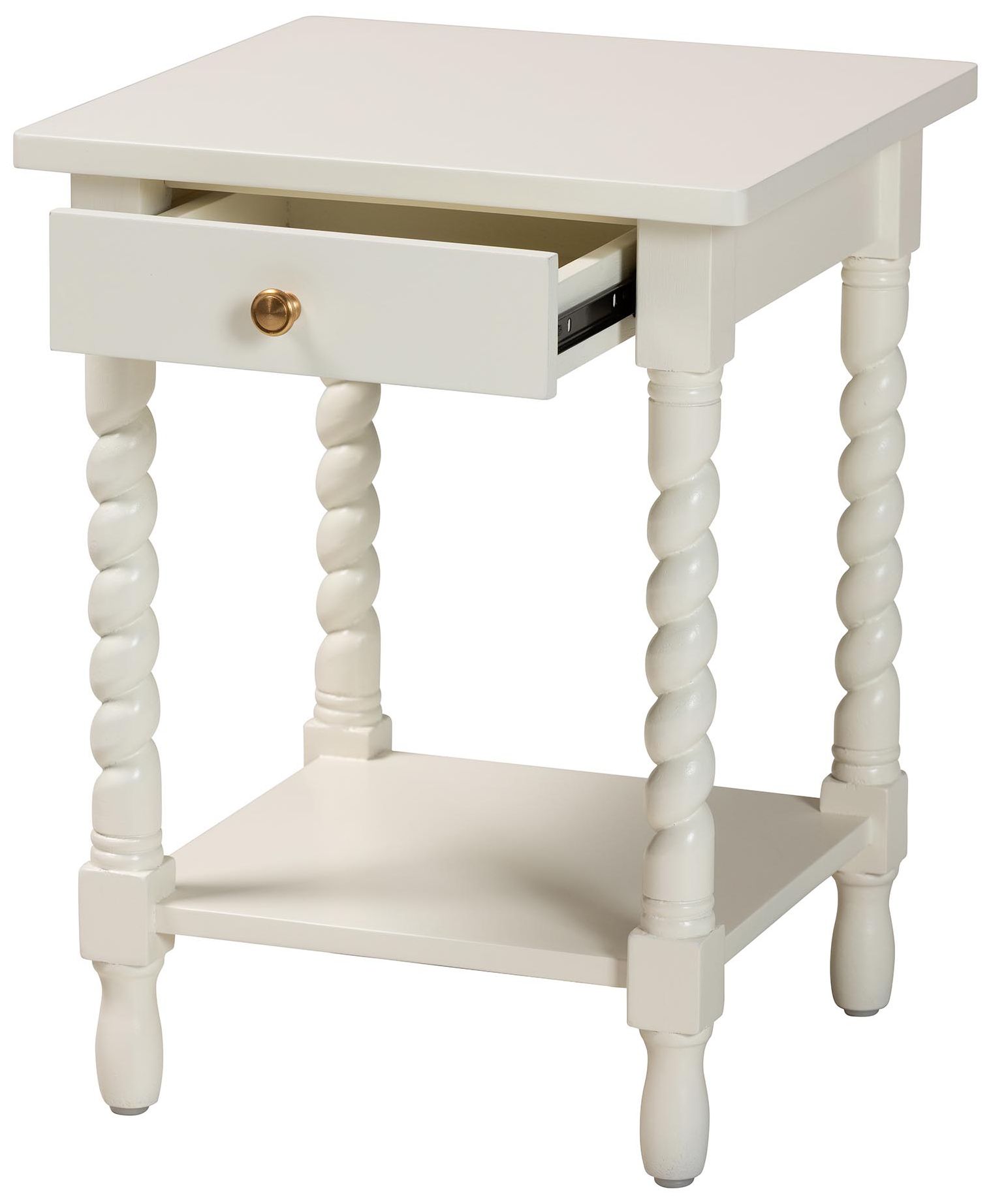 Image 3 Baxton Studio Niklas Nightstand with Twisted Legs - 1-Drawer, White more views