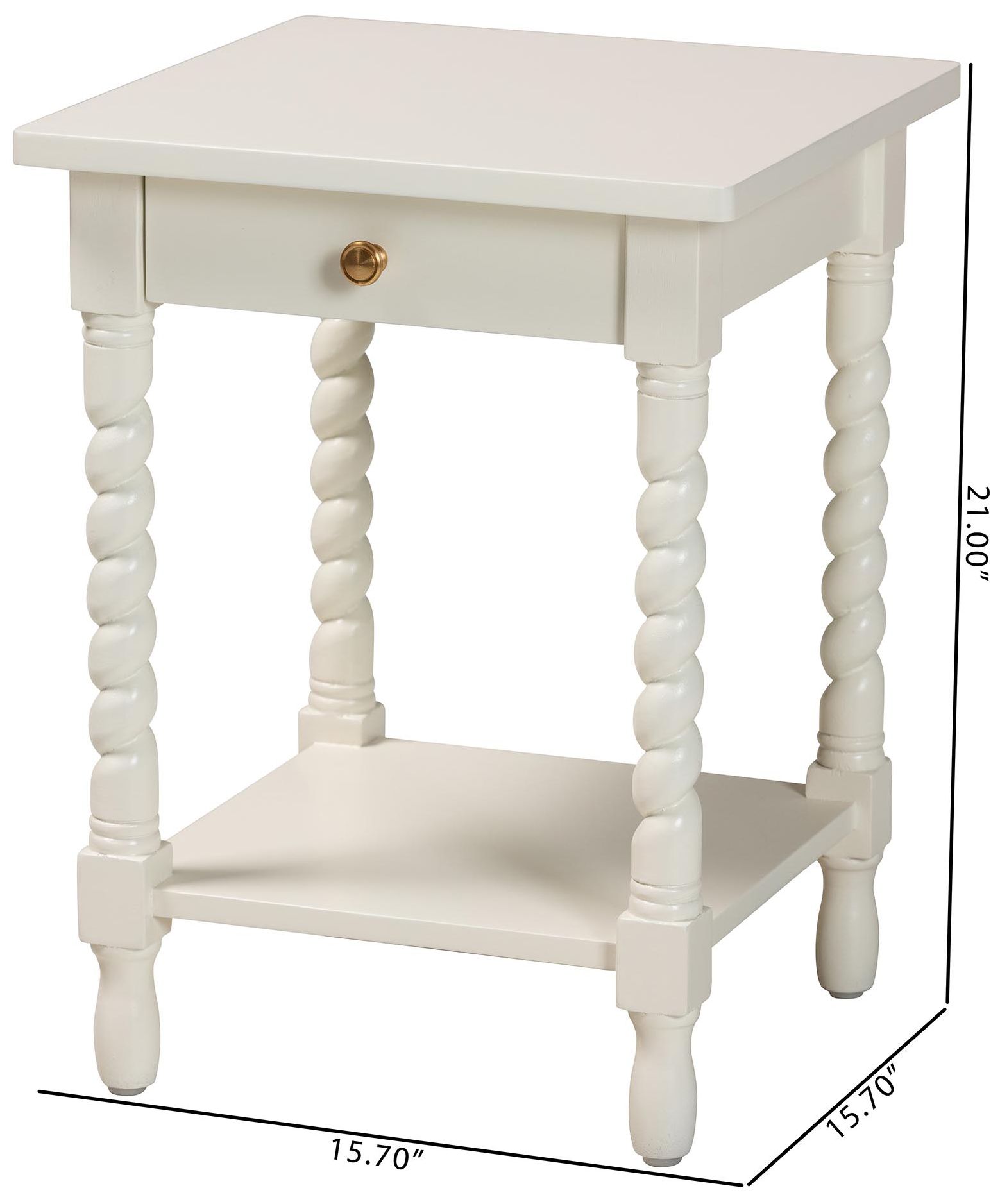 Baxton Studio Niklas Nightstand with Twisted Legs - 1-Drawer, White