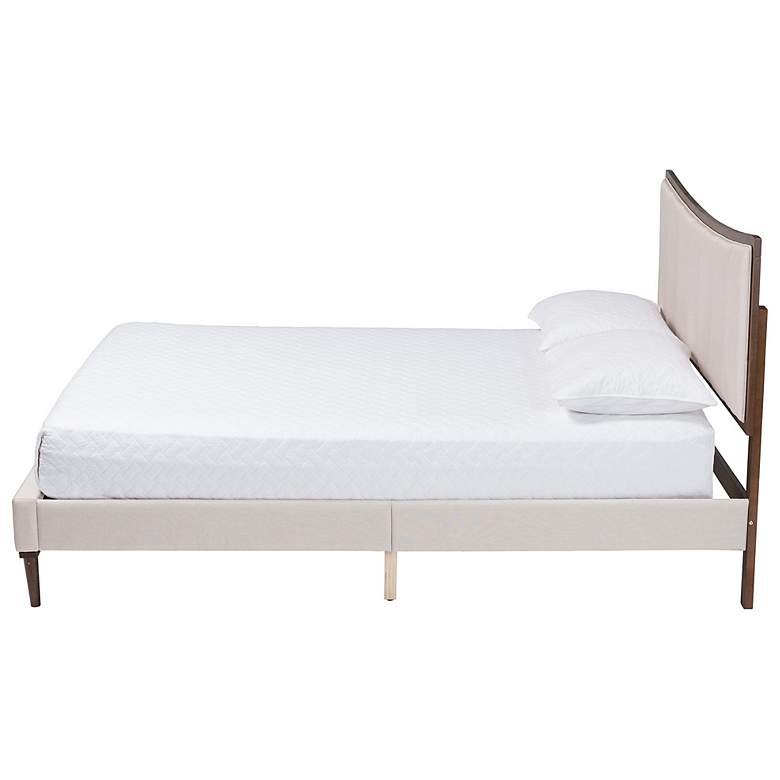 Image 4 Baxton Studio Nikolai Channel Tufted Beige Fabric and Wood Queen Bed more views