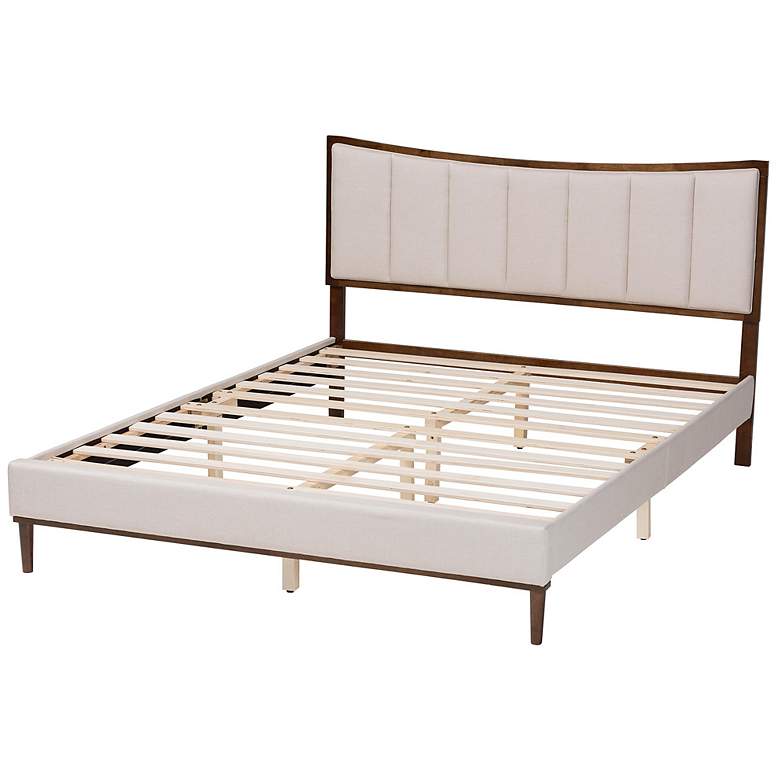 Image 5 Baxton Studio Nikolai Channel Tufted Beige Fabric and Wood Queen Bed more views