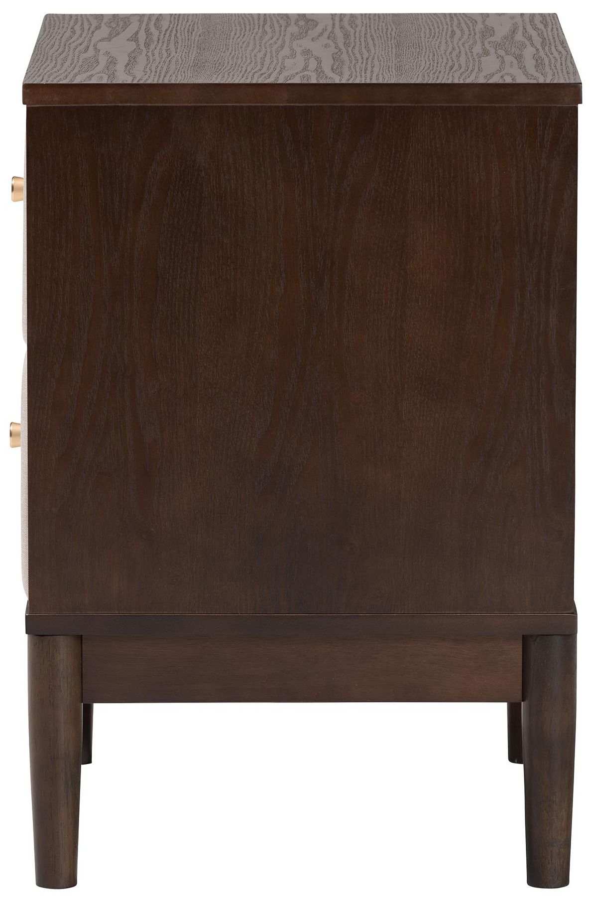 Image 5 Baxton Studio Nikolai Mid-Century Beige Fabric and Wood 2-Drawer Nightstand more views