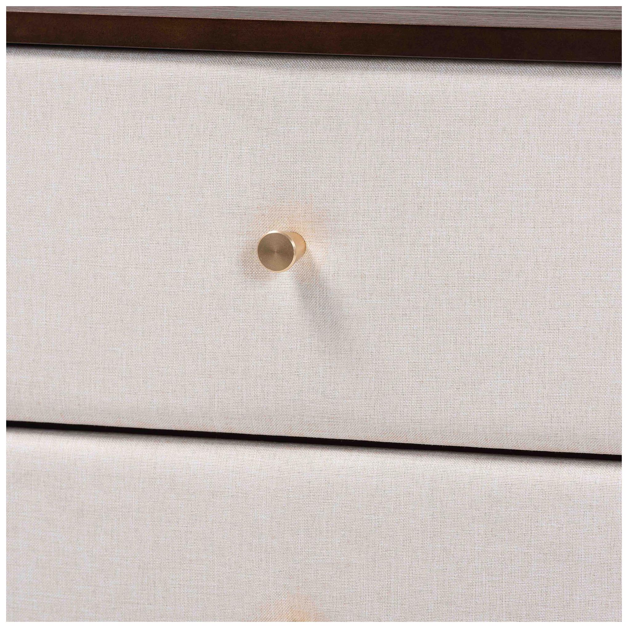 Image 6 Baxton Studio Nikolai Mid-Century Beige Fabric and Wood 2-Drawer Nightstand more views