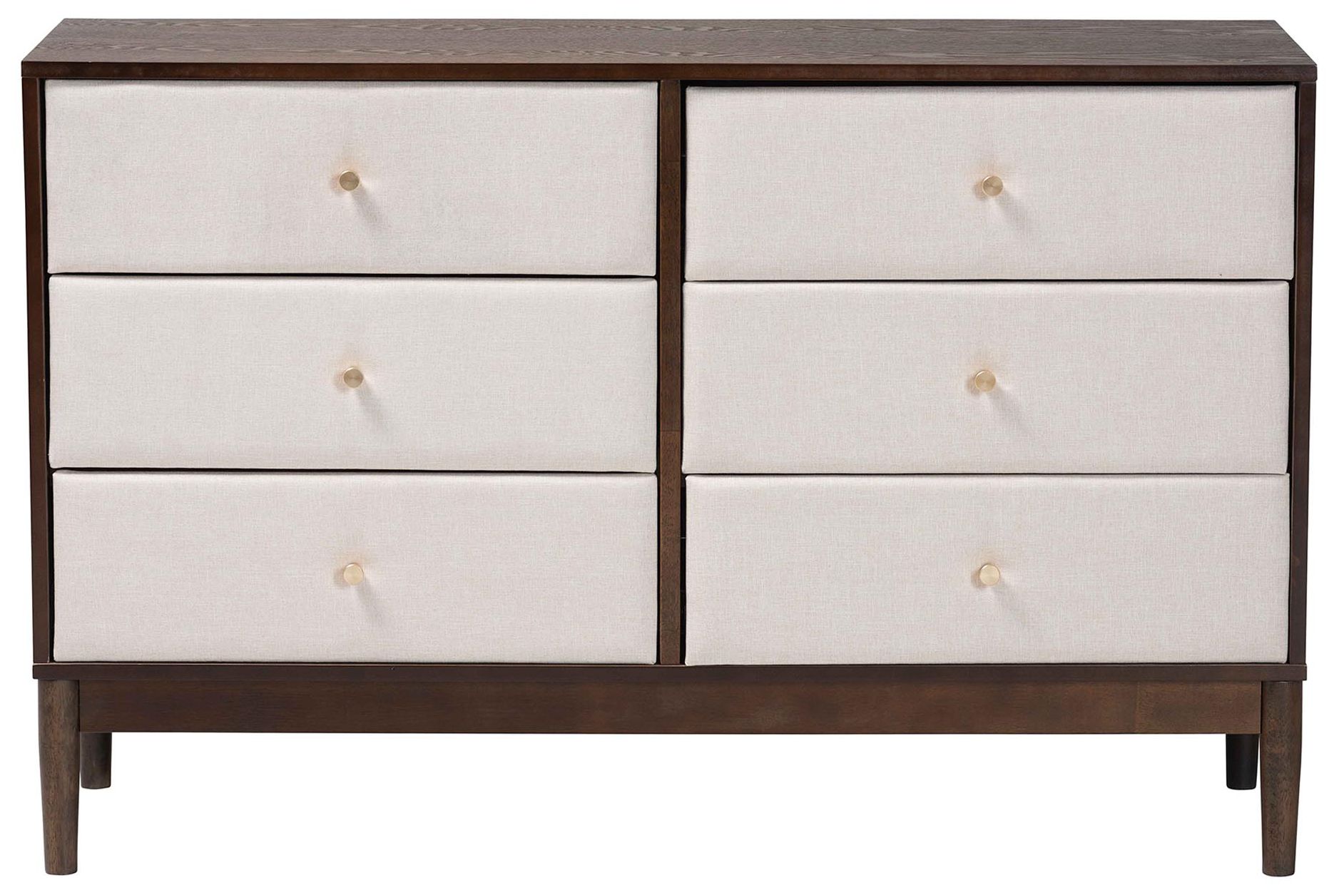 Image 4 Baxton Studio Nikolai Mid-Century Beige Fabric and Wood 6-Drawer Dresser more views