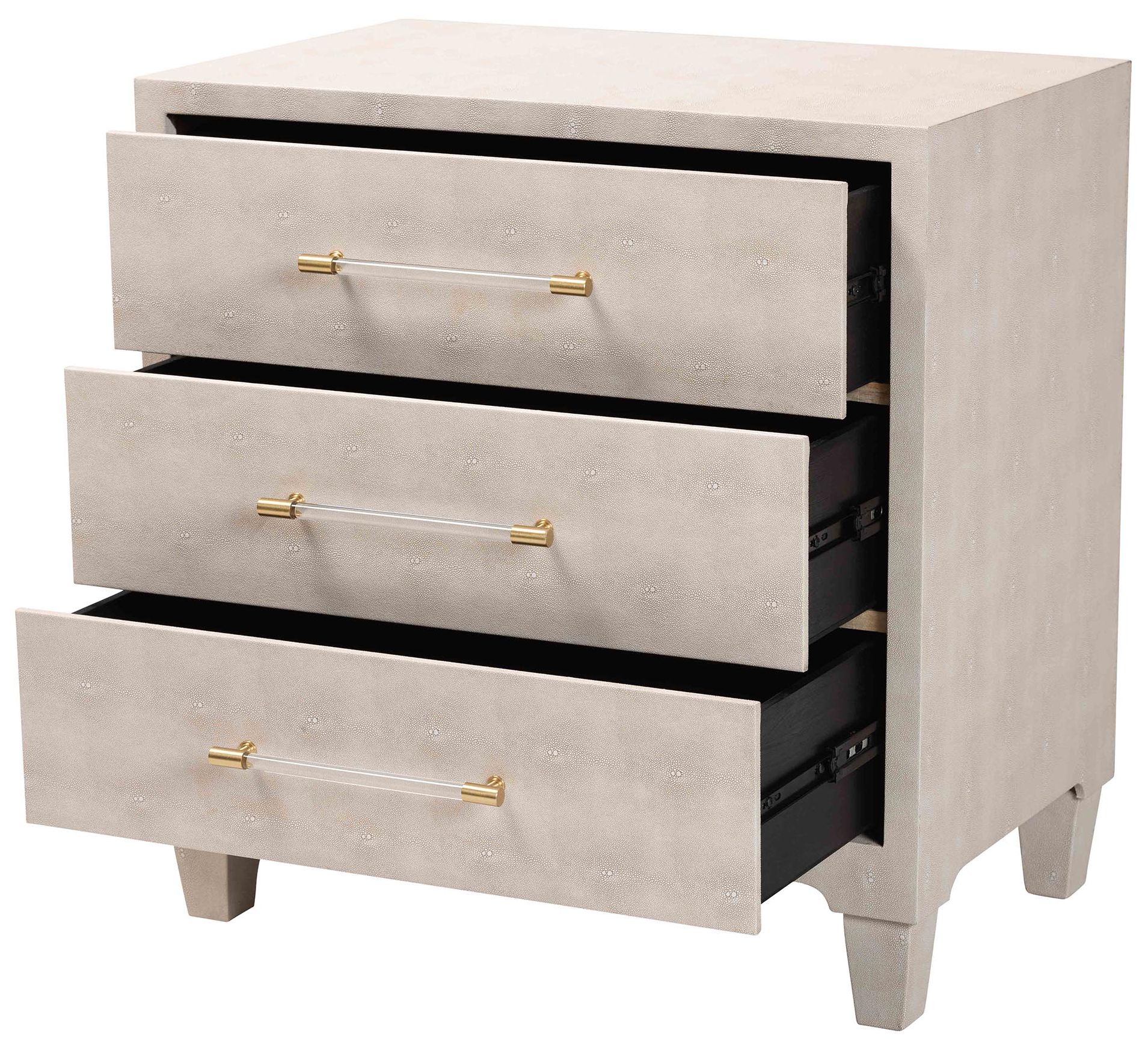 Image 6 Baxton Studio Nira Modern Beige Faux Shagreen 3 Drawer Storage Cabinet more views
