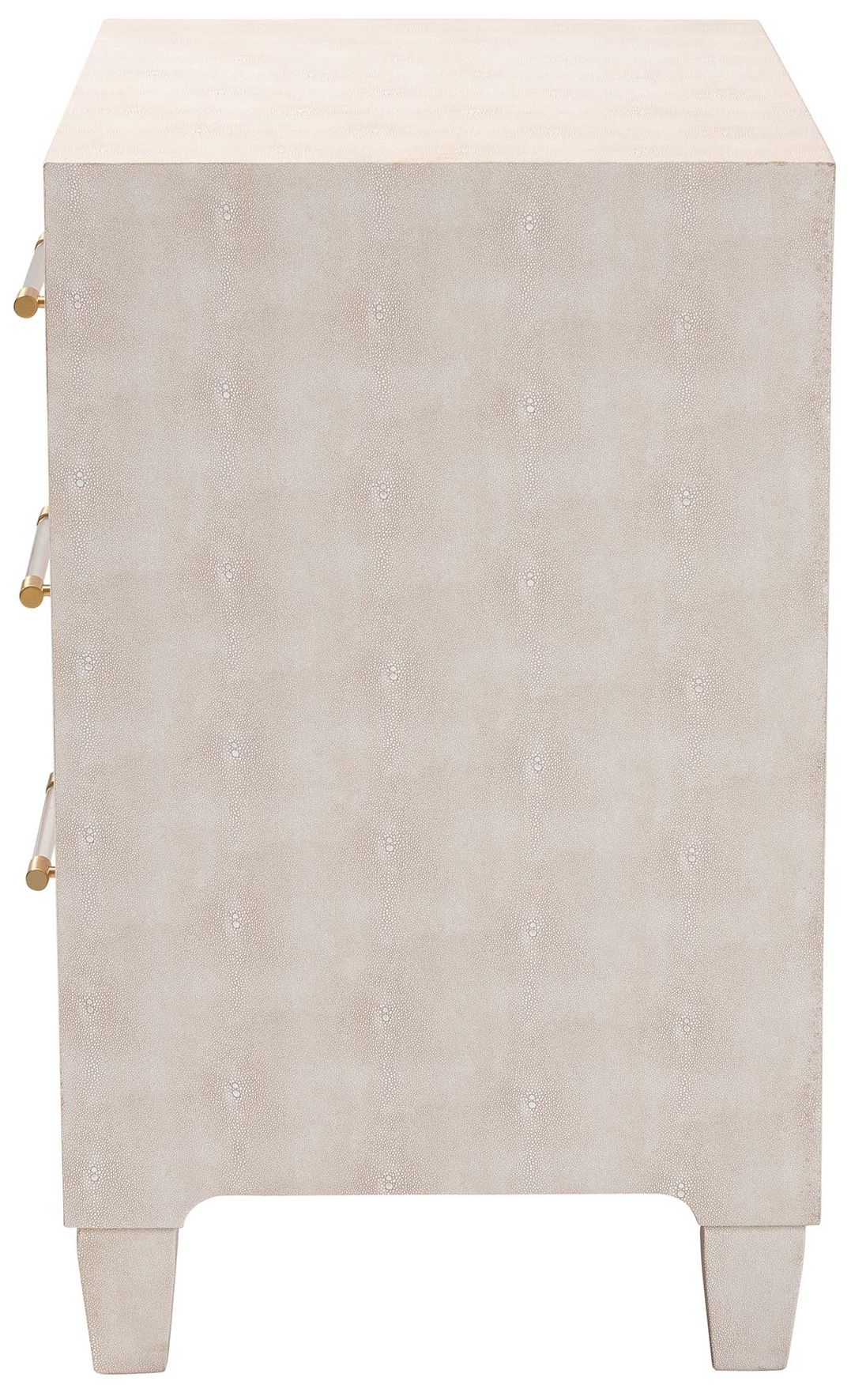 Baxton Studio Nira Modern Beige Faux Shagreen 3 Drawer Storage Cabinet