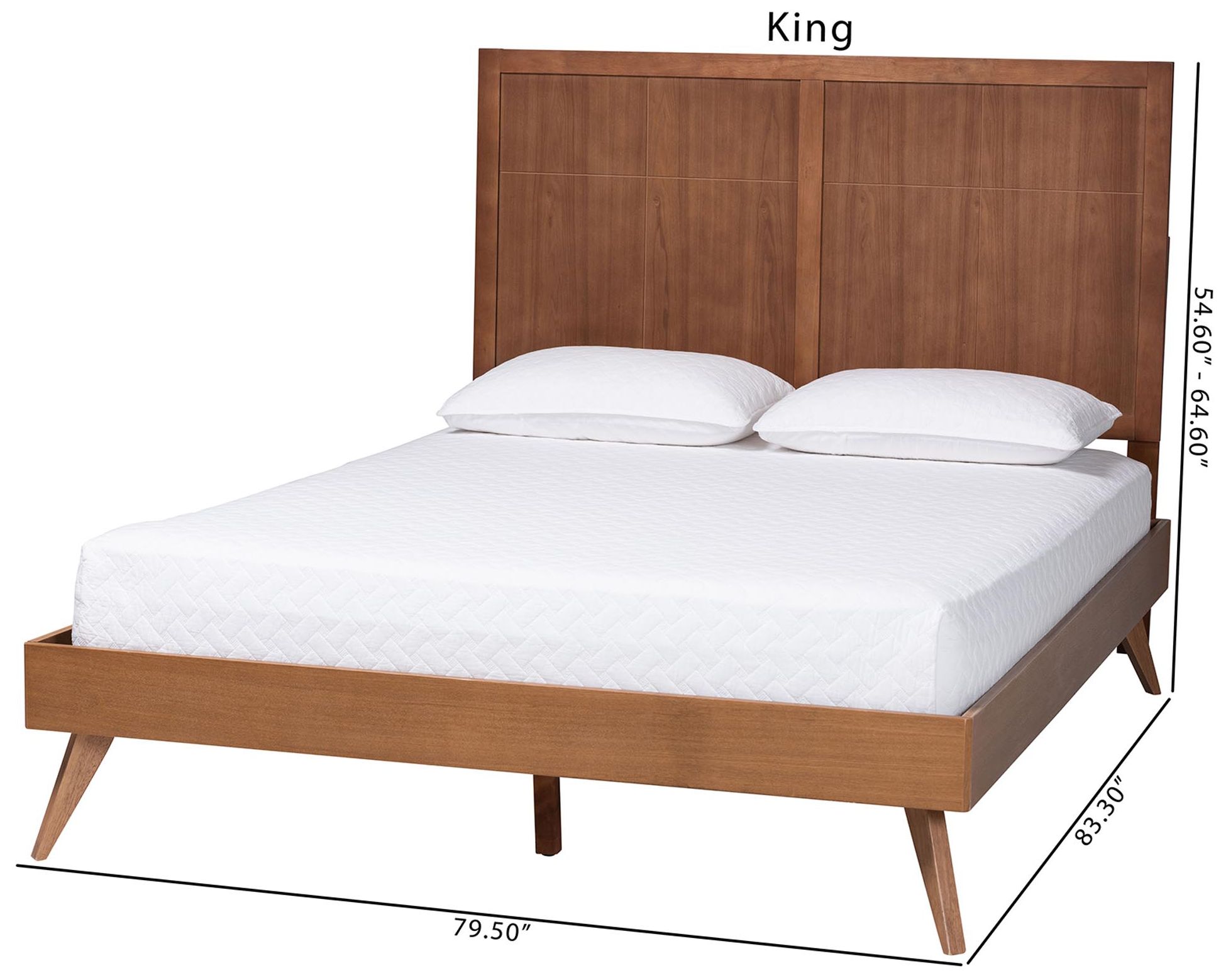 Baxton Studio Noela Platform Bed with Panel Headboard, King