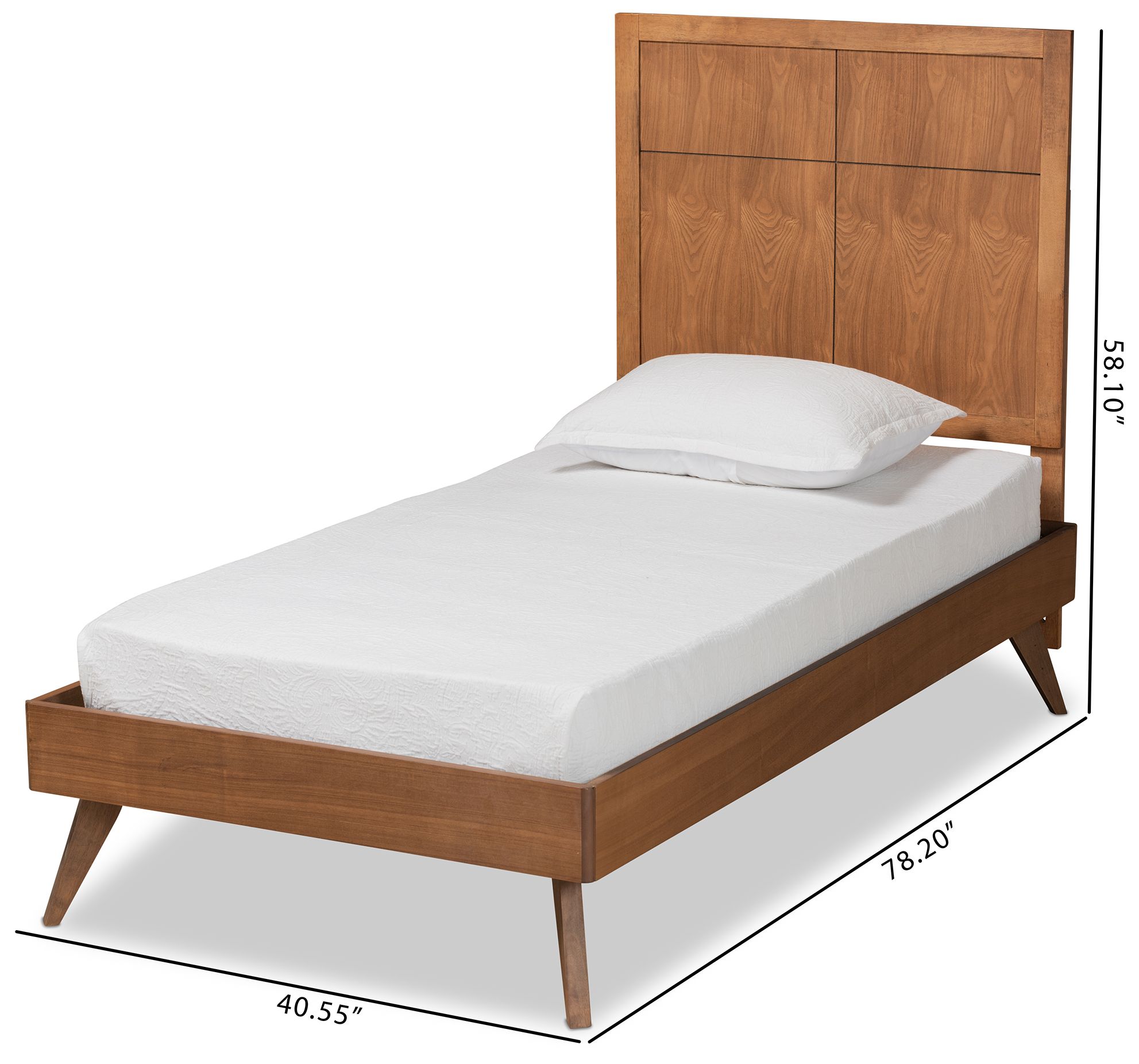 Baxton Studio Noela Walnut Brown Twin Size Platform Bed in scene