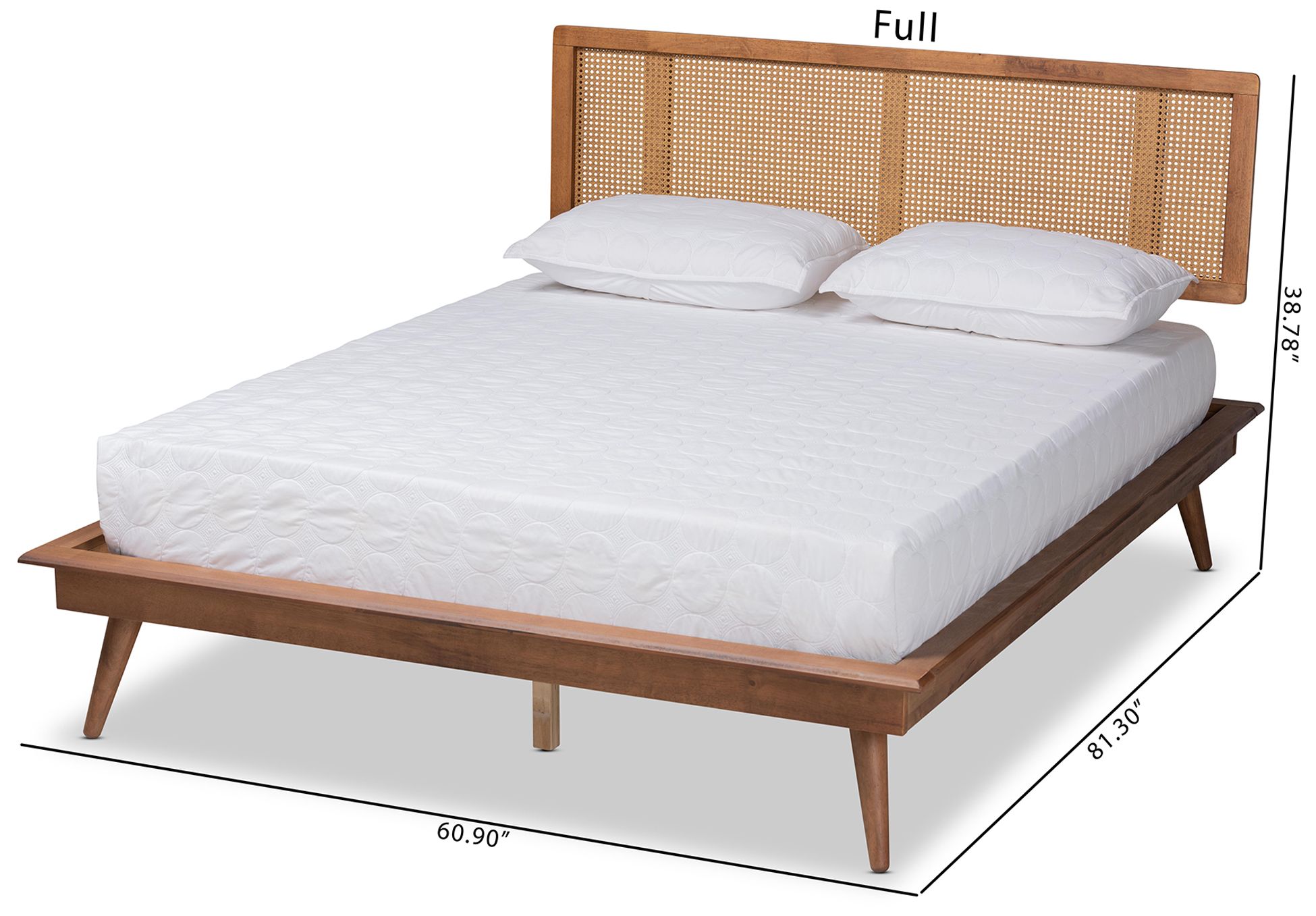 Baxton Studio Nura Walnut Brown Full Size Platform Bed in scene