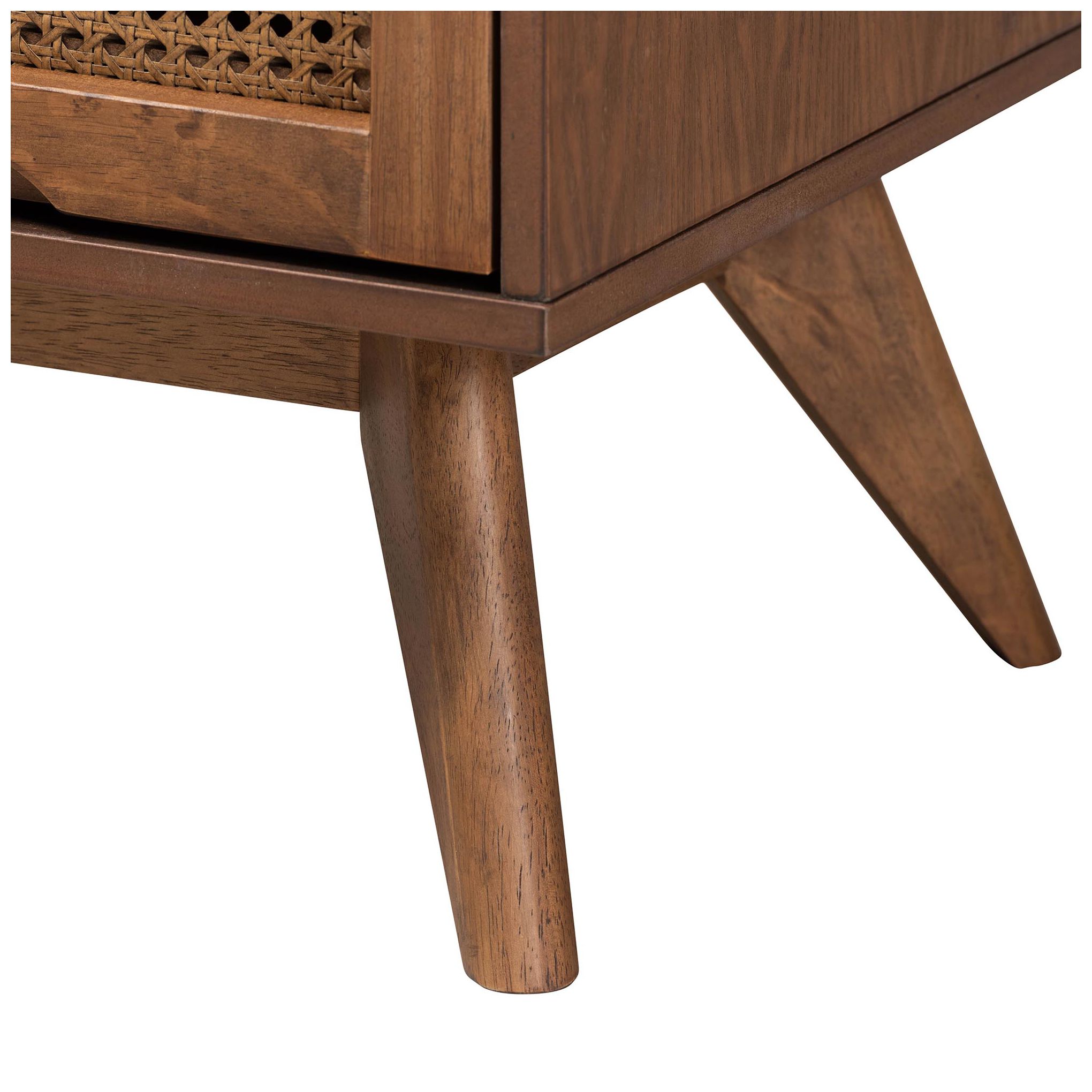 Baxton Studio Nura Wood and Rattan Full Size 3-Piece Bedroom Set