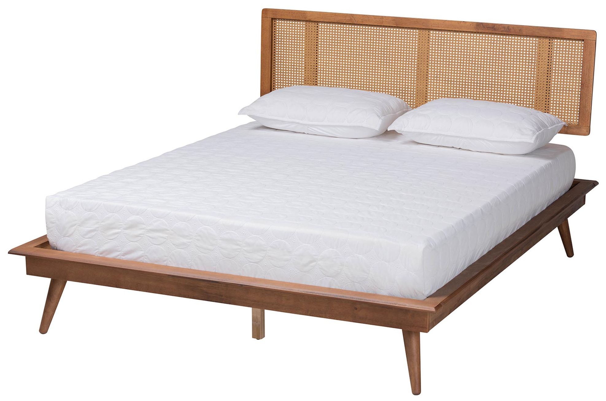 Thumbnail3 of Baxton Studio Nura Wood and Rattan Full Size 4-Piece Bedroom Set more views