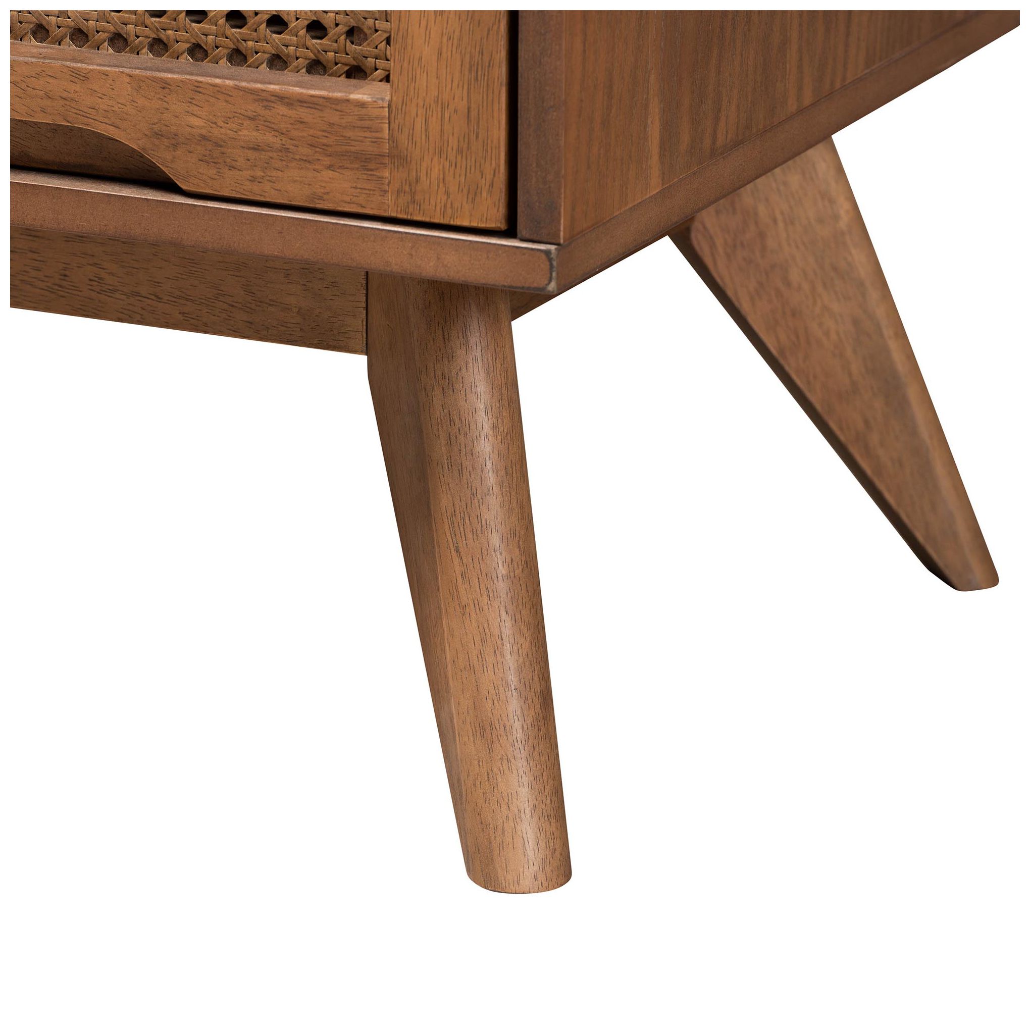 Baxton Studio Nura Wood and Rattan Full Size 4-Piece Bedroom Set