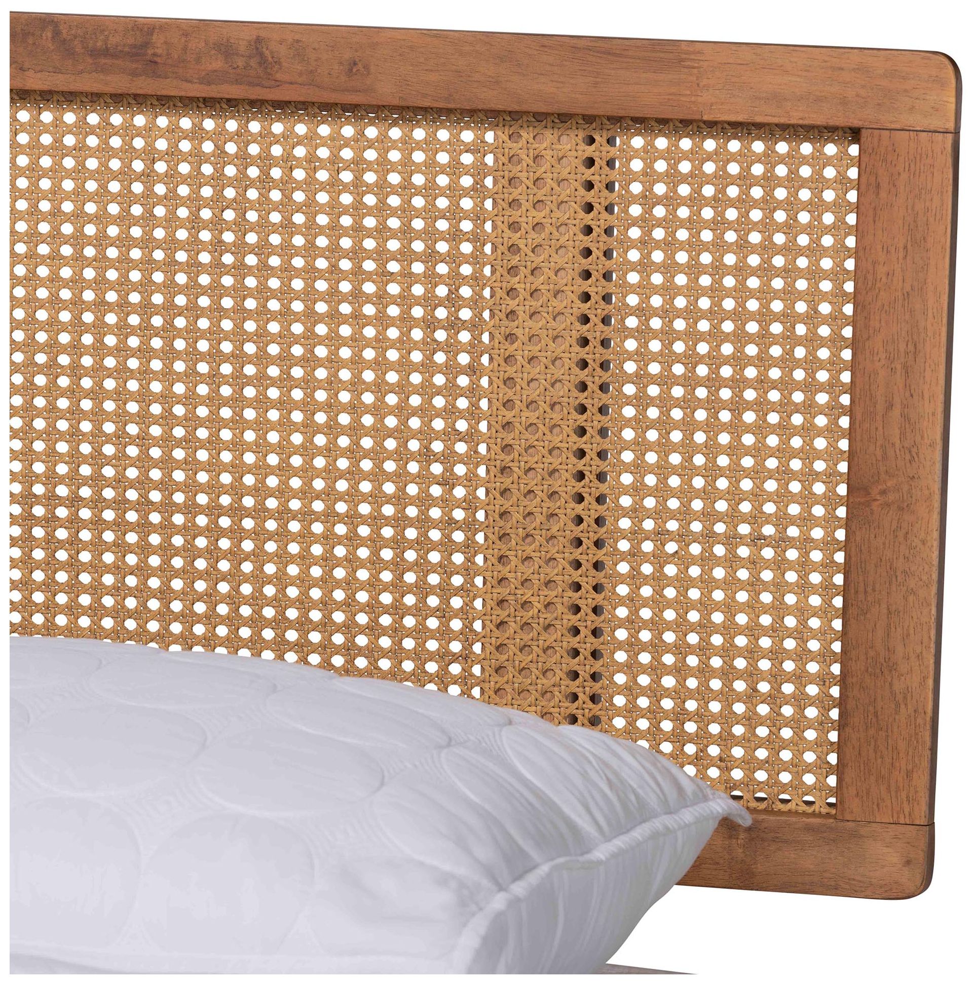 Baxton Studio Nura Wood and Rattan Full Size 4-Piece Bedroom Set