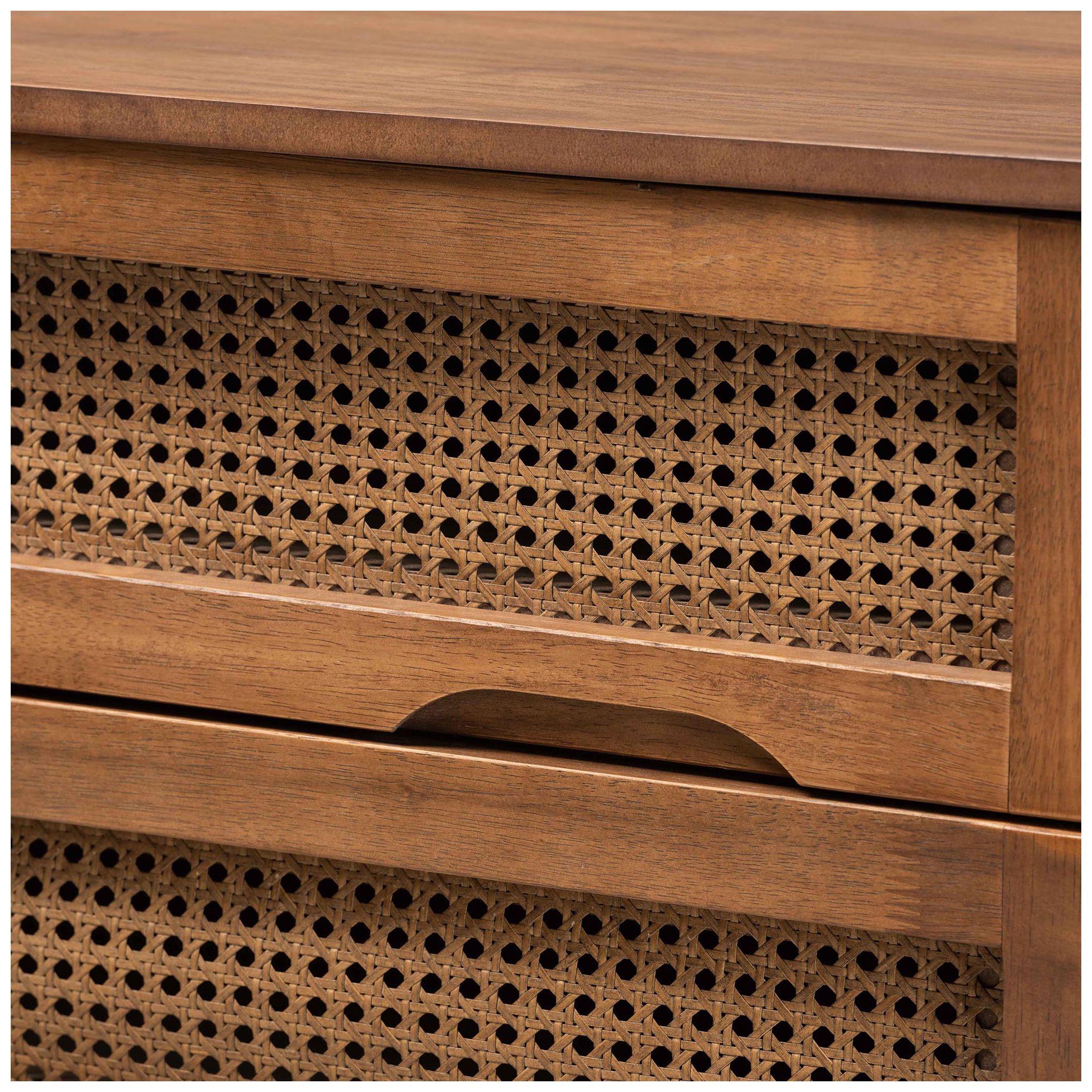 Image 7 Baxton Studio Nura Wood and Rattan King Size 5-Piece Bedroom Set more views