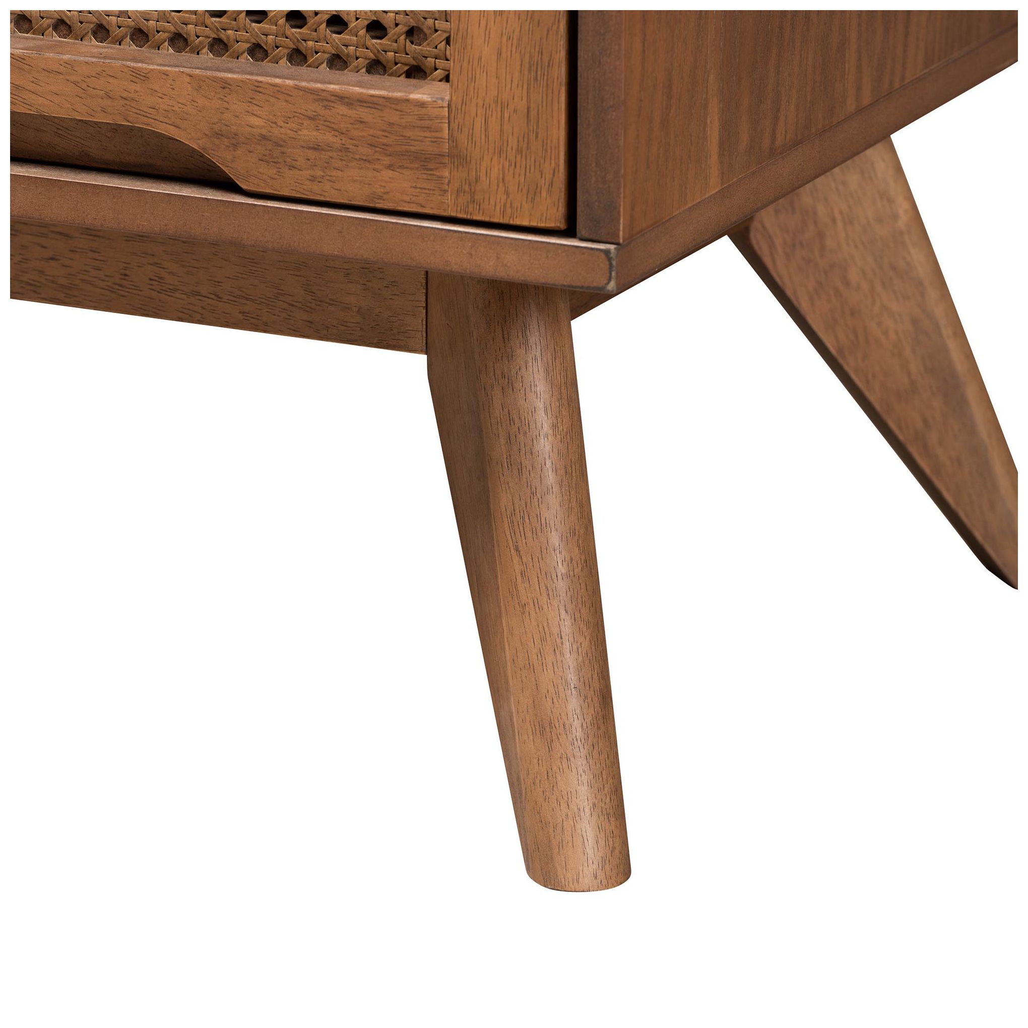 Baxton Studio Nura Wood and Rattan King Size 5-Piece Bedroom Set