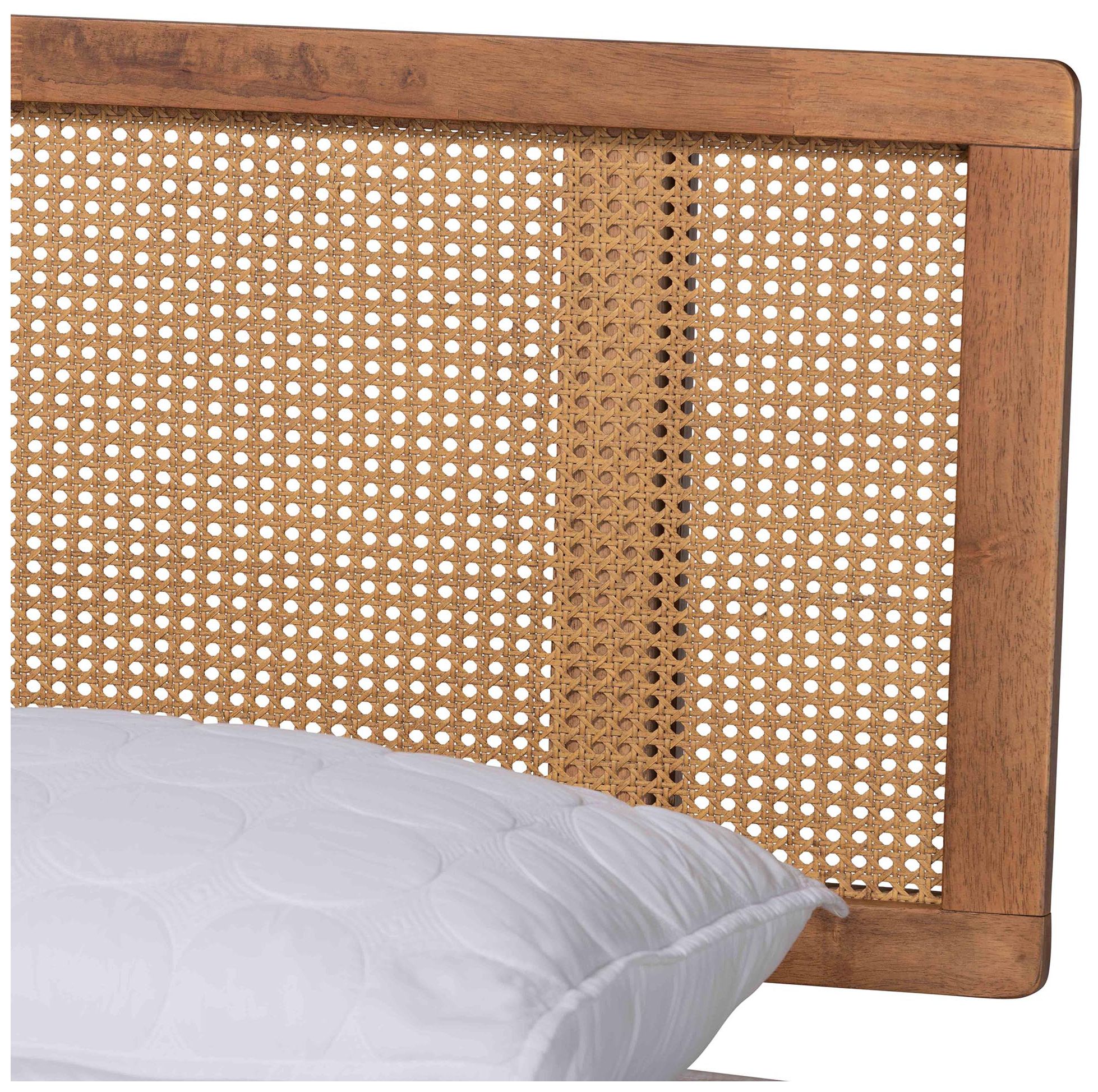 Baxton Studio Nura Wood and Rattan King Size 5-Piece Bedroom Set