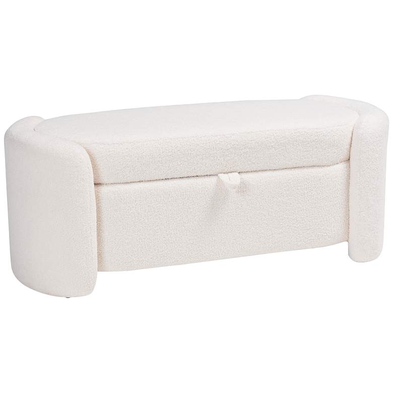 Image 2 Baxton Studio Oakes Ivory Boucle Fabric Storage Bench