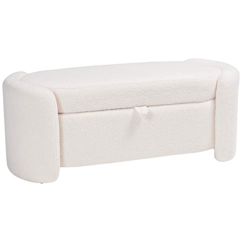 Image 2 Baxton Studio Oakes Ivory Boucle Fabric Storage Bench