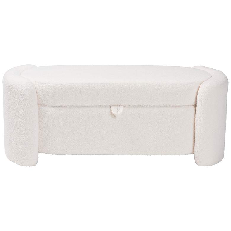 Image 6 Baxton Studio Oakes Ivory Boucle Fabric Storage Bench more views
