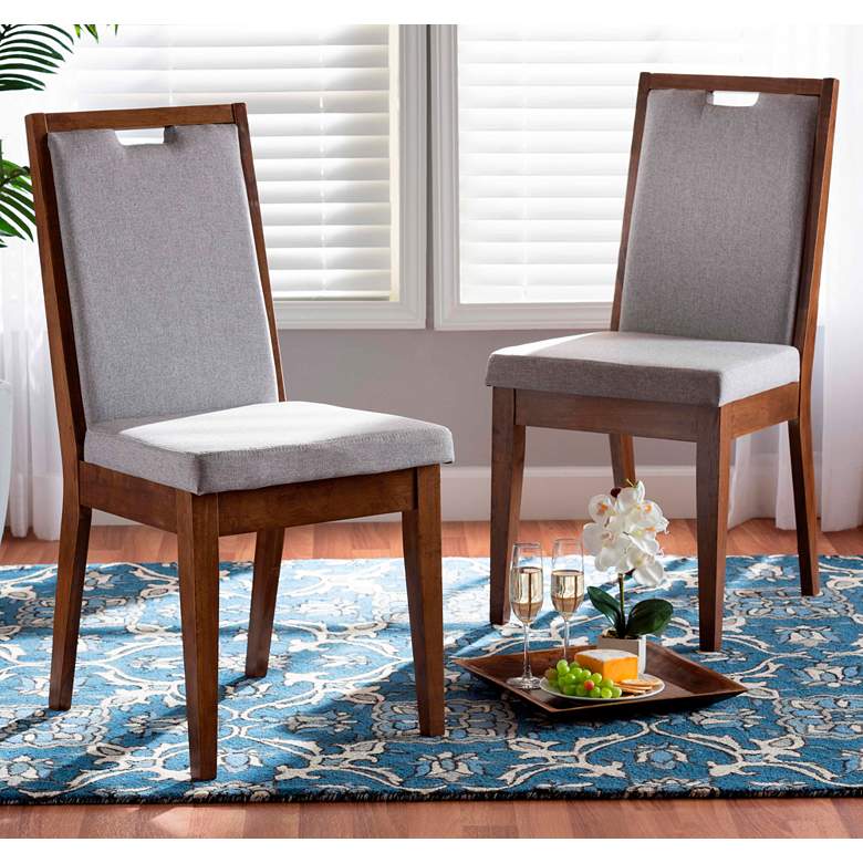 Image 1 Baxton Studio Octavia 17 3/4" Wide Gray Fabric Dining Chairs Set of 2