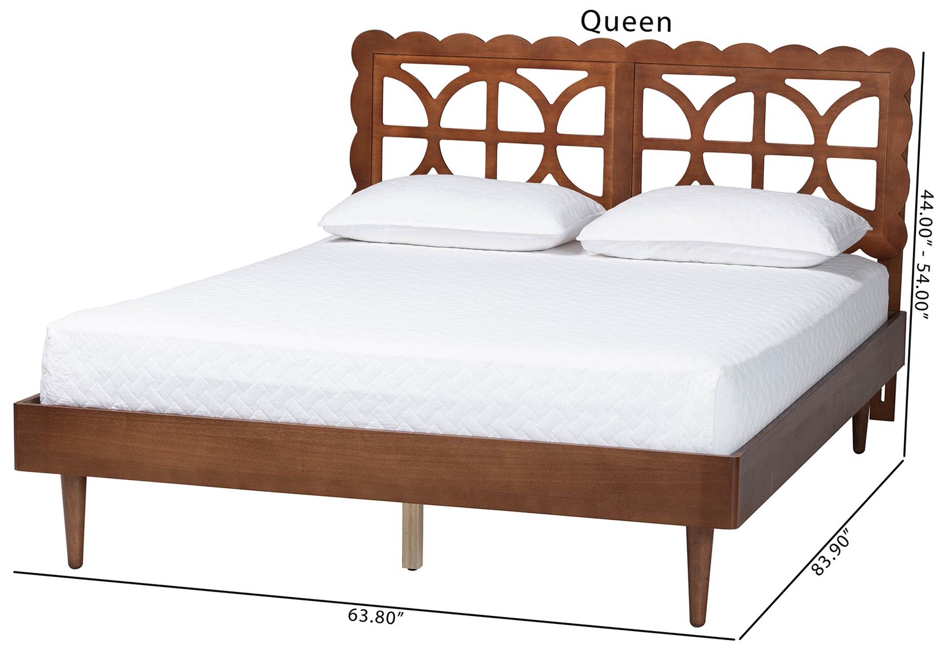 Baxton Studio Onyeka Platform Bed - Mid-Century Modern Bed, Queen