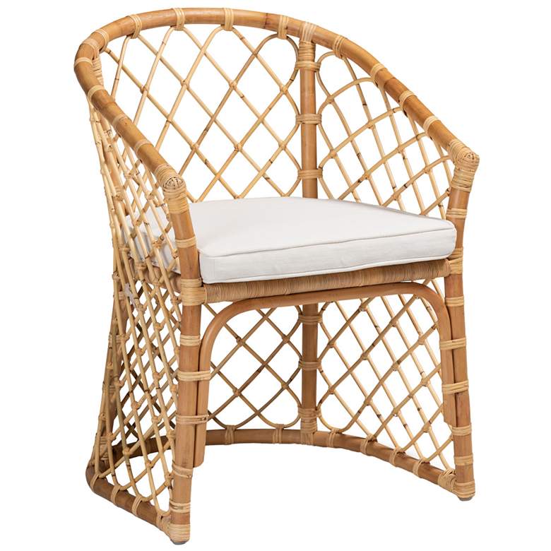 Image 1 Baxton Studio Orchard White Fabric Upholstered Rattan Dining Chair