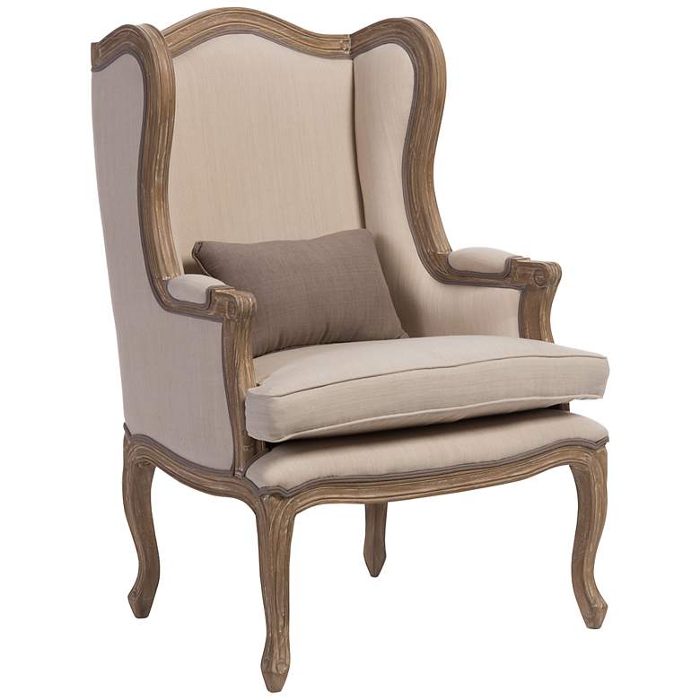 Image 2 Baxton Studio Oreille Beige Fabric Arm Chair