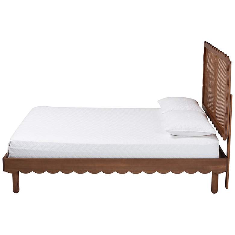 Image 3 Baxton Studio Orianthe Scalloped Platform Queen Bed with Rattan Headboard more views