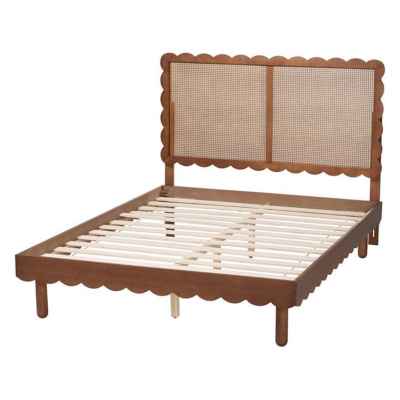 Image 4 Baxton Studio Orianthe Scalloped Platform Queen Bed with Rattan Headboard more views