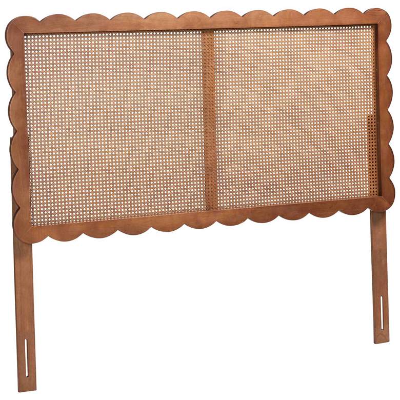 Image 2 Baxton Studio Orianthe Scalloped Queen Size Headboard with Cane Woven Panel