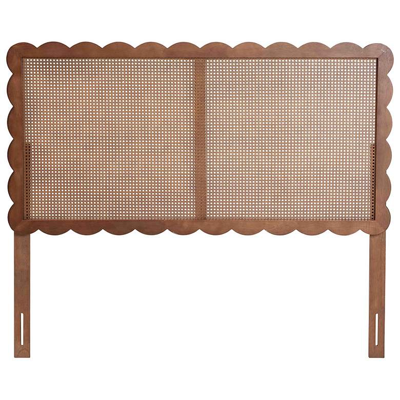 Image 3 Baxton Studio Orianthe Scalloped Queen Size Headboard with Cane Woven Panel more views