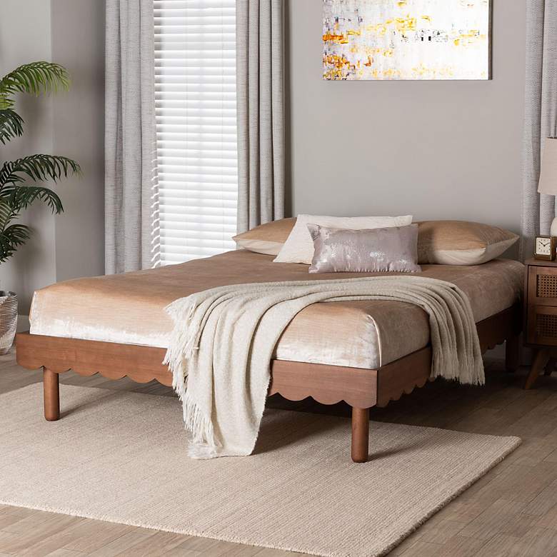 Image 1 Baxton Studio Orianthe Wood Platform Queen Bed Frame with Scalloped Edge