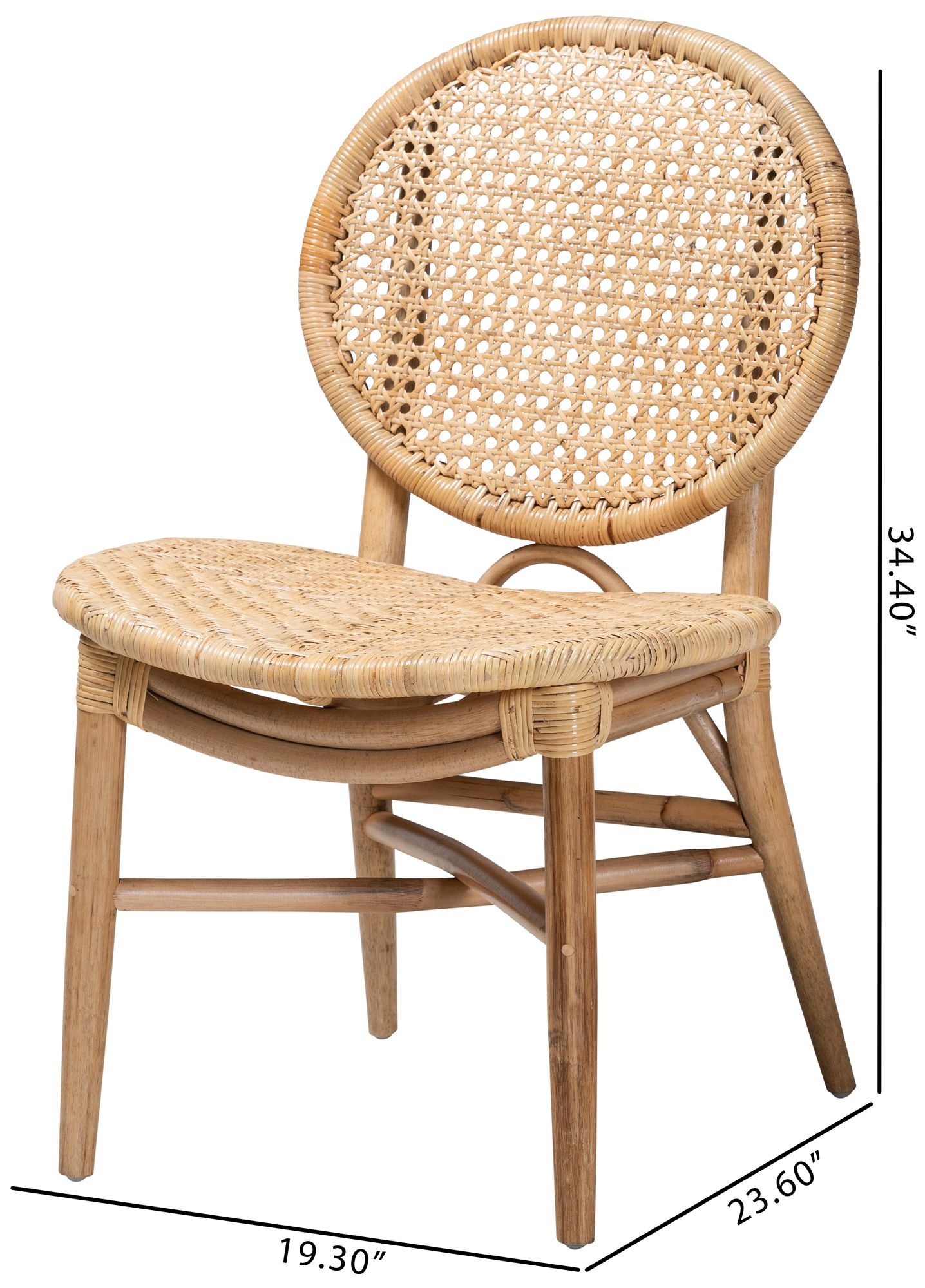 Baxton Studio Osaka Natural Brown Rattan Dining Chair