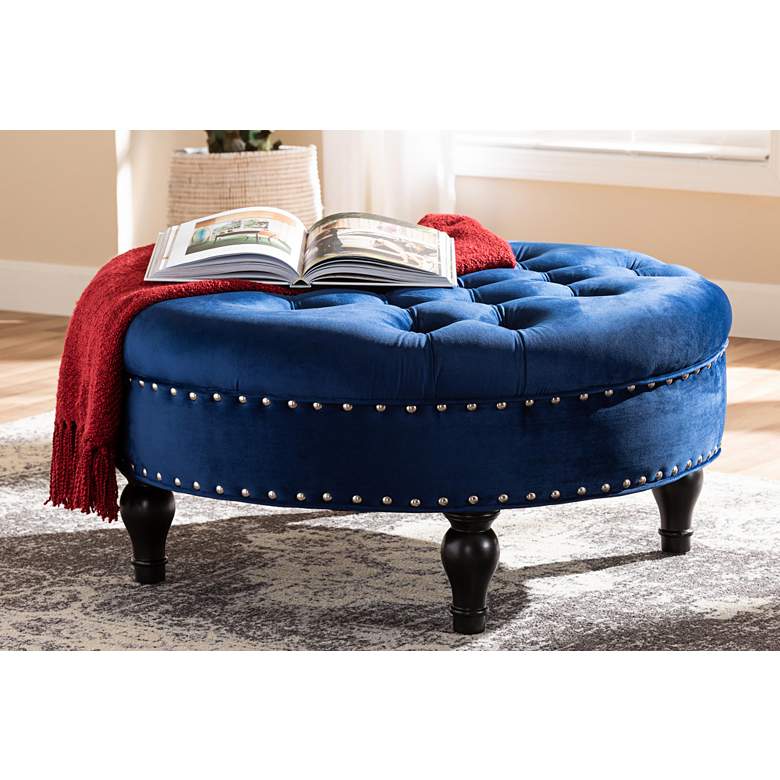 Image 1 Baxton Studio Palfrey Royal Blue Tufted Cocktail Ottoman