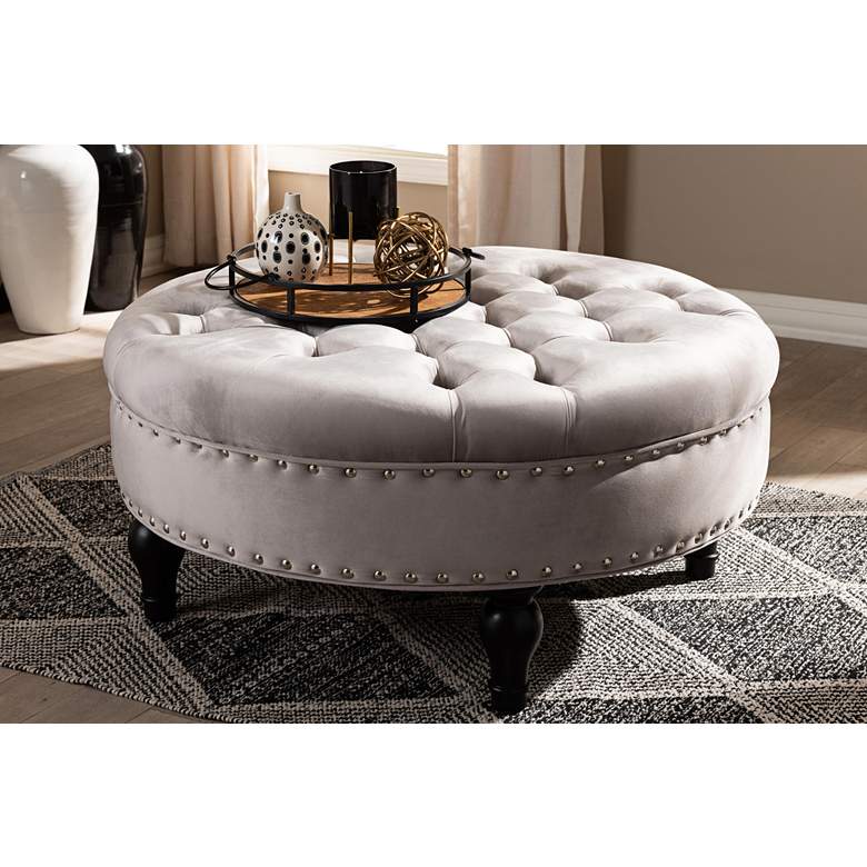 Image 1 Baxton Studio Palfrey Slate Gray Tufted Cocktail Ottoman