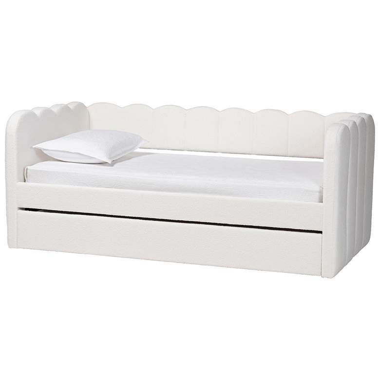 Image 2 Baxton Studio Palmer Cream Teddy-Bear Fabric Daybed with Trundle, Twin