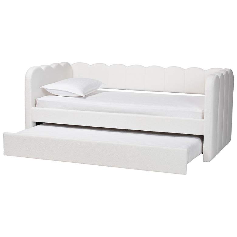 Image 3 Baxton Studio Palmer Cream Teddy-Bear Fabric Daybed with Trundle, Twin more views