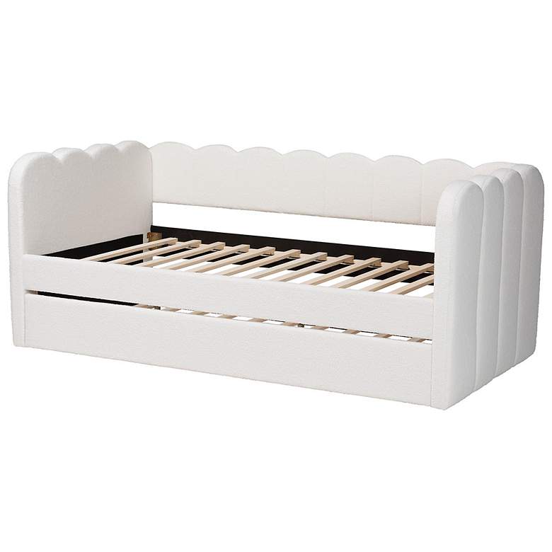 Image 5 Baxton Studio Palmer Cream Teddy-Bear Fabric Daybed with Trundle, Twin more views